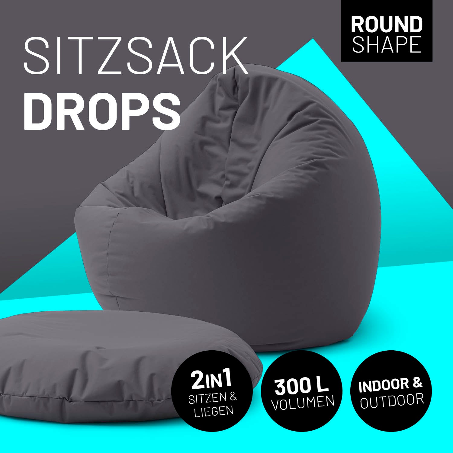 Sitzsack Drops (300 L) - indoor & outdoor - Anthrazit