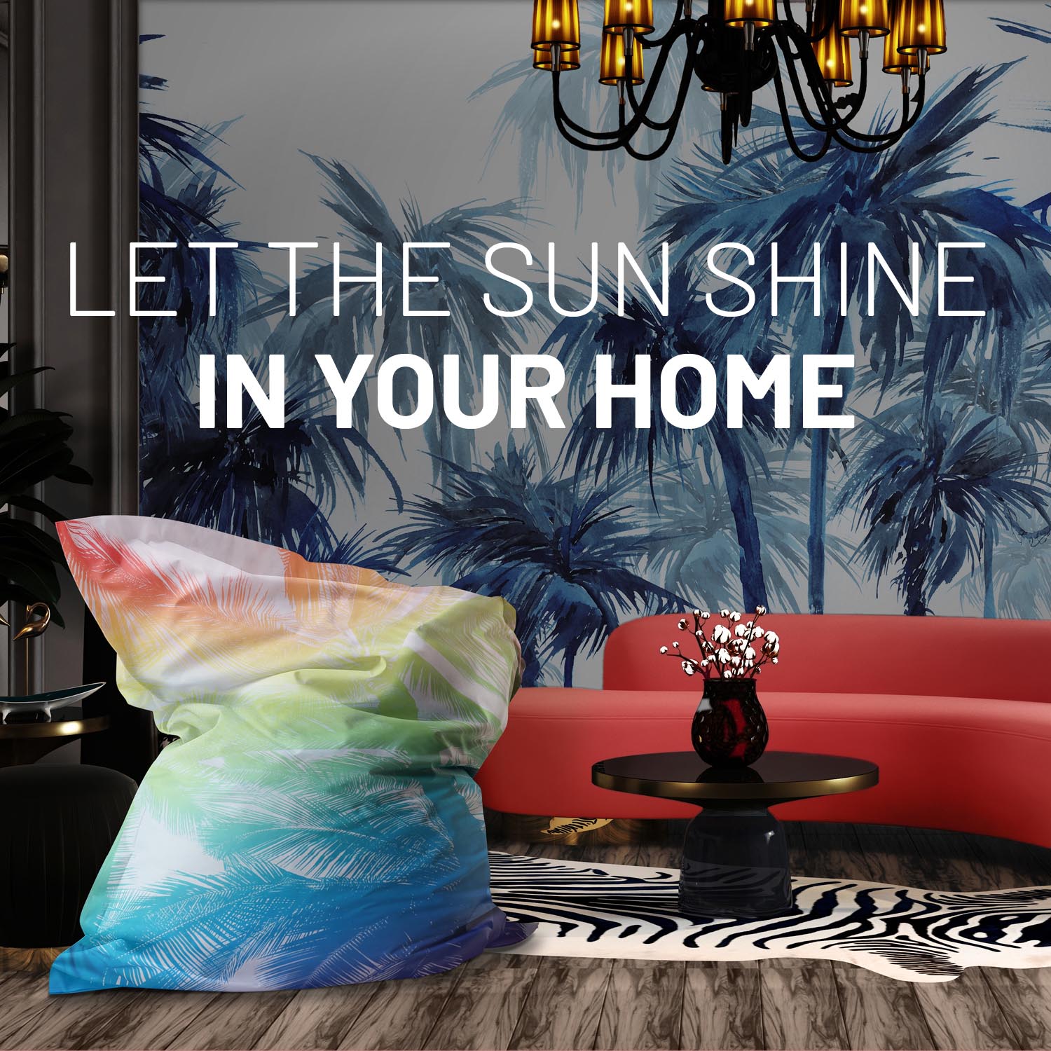 Sitzsack Classic XXL (380 L) in Tropical Regenbogen, modern und multifunktional für drinnen und draußen.
