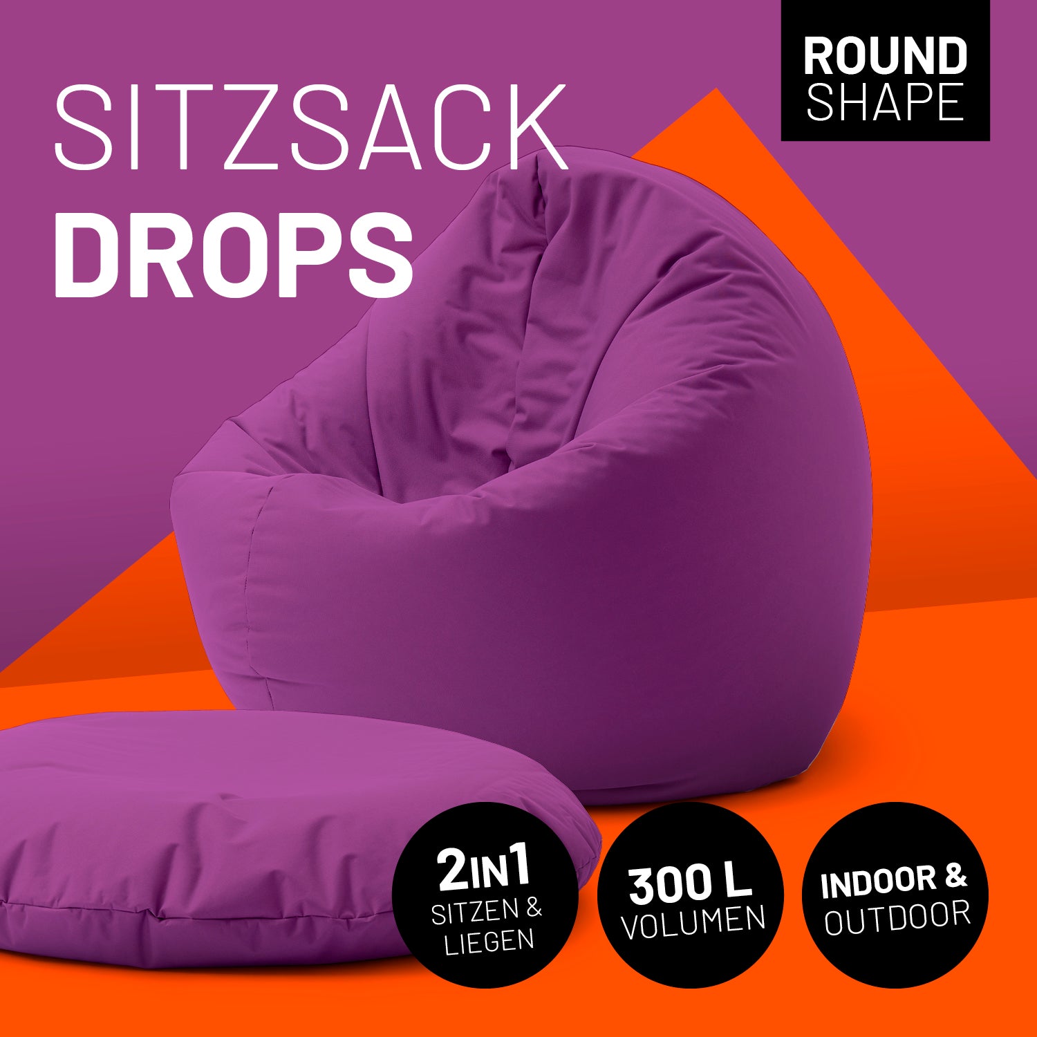 Sitzsack Drops (300 L) - In- & outdoor - Lila