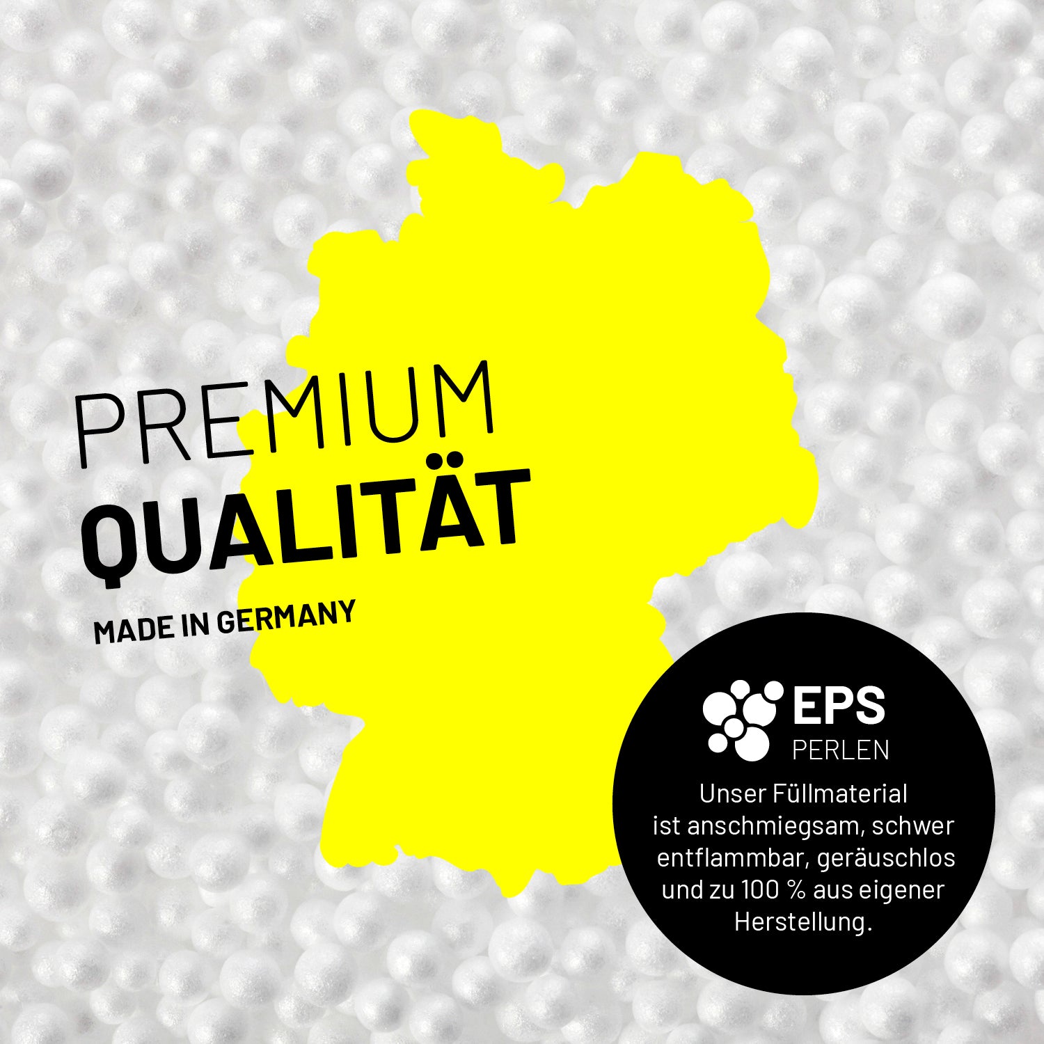 Sitzsack Classic XXL (380 L) mit hochwertigen, formbaren EPS-Perlen, made in Germany, für drinnen & draußen, schwarz, langlebig und pflegeleicht.