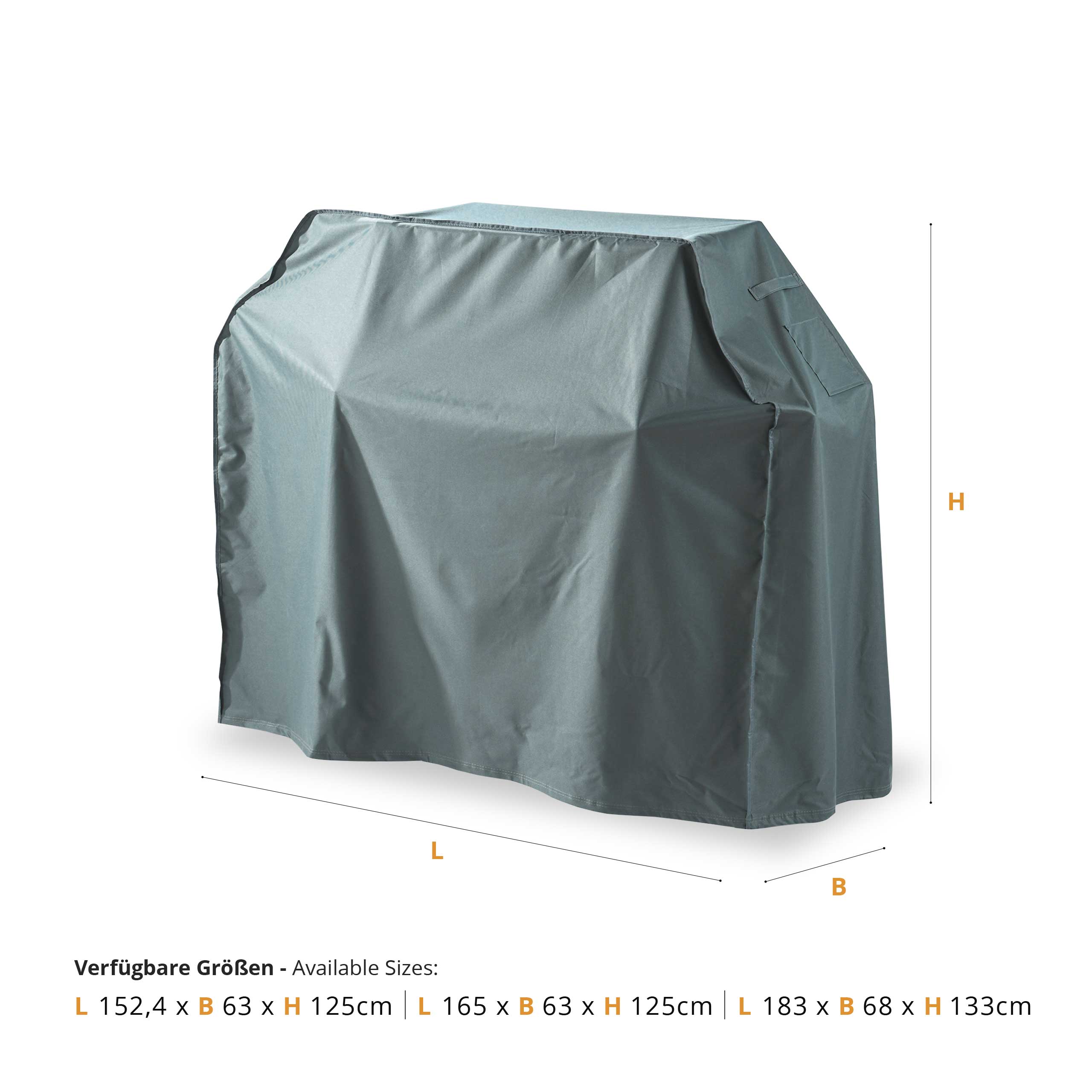 Gartenmöbelabdeckung Grill Abdeckhaube 183 x 68 x 133 cm Grün/Grau, wasserdicht, robust, wetterfest, passgenau mit Haltegriffen.