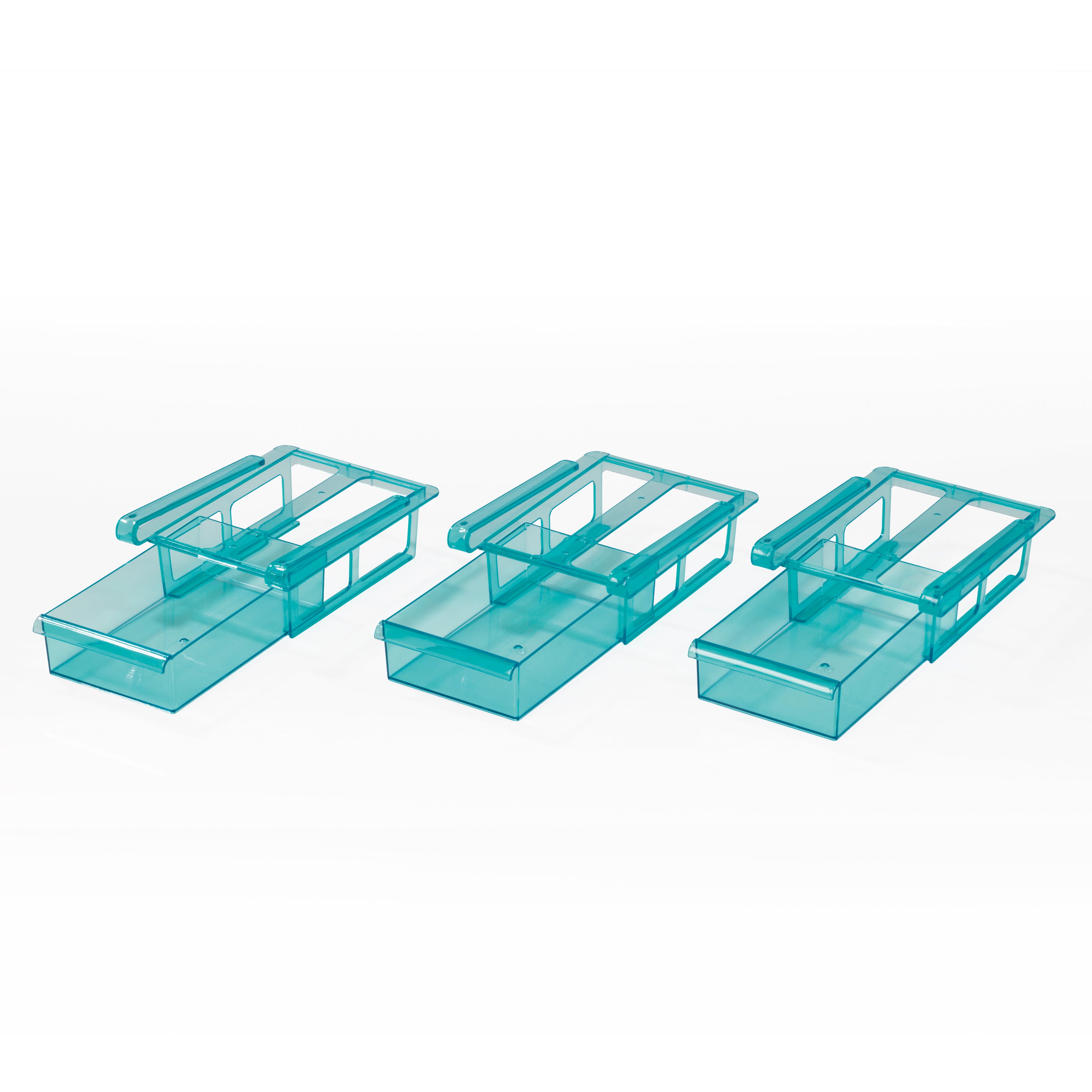 Klemm-Schublade für Kühlschrank - 3er-Set - transparent/blau