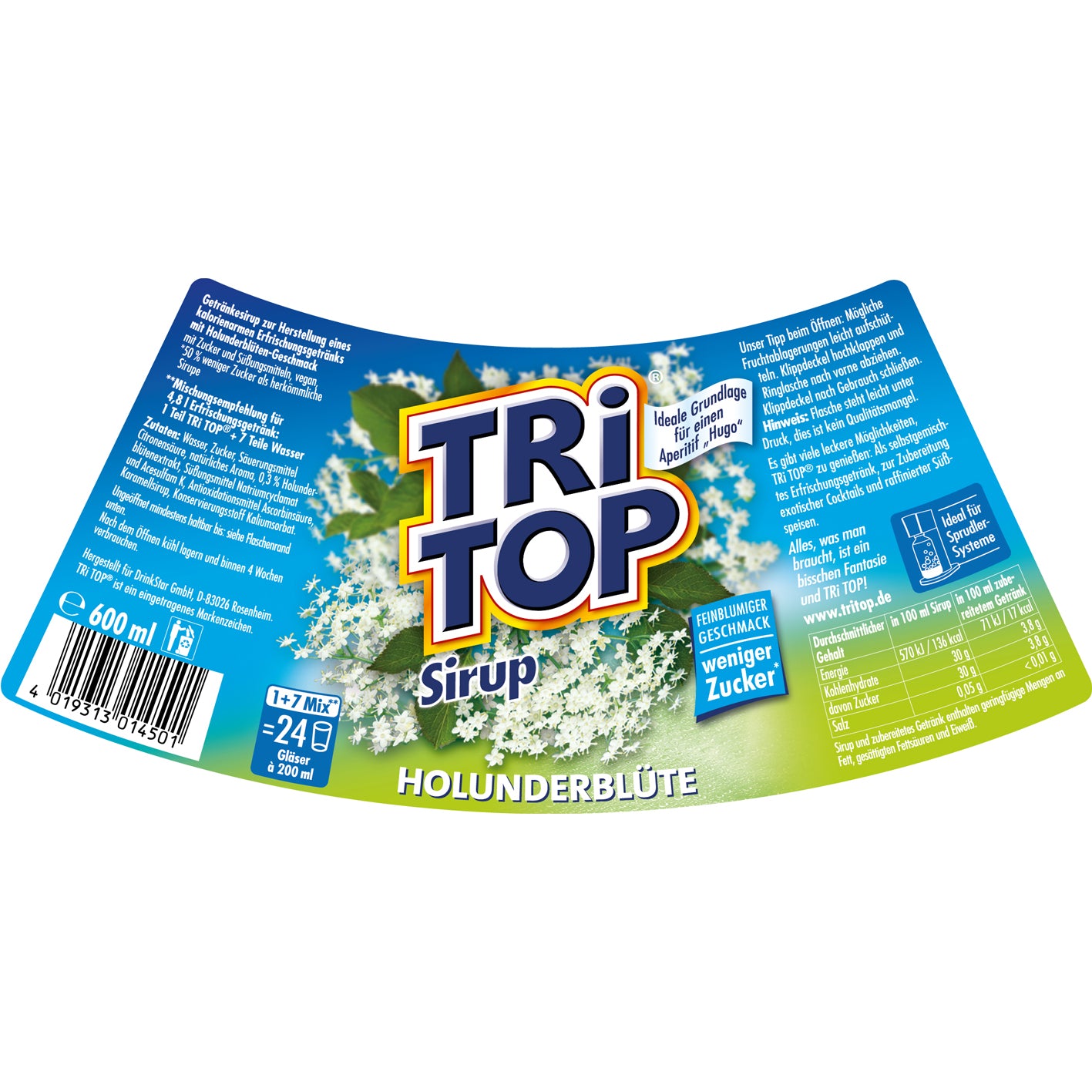 TRi TOP Sirup Holunderblüte 6er-Set - 6x 600 ml