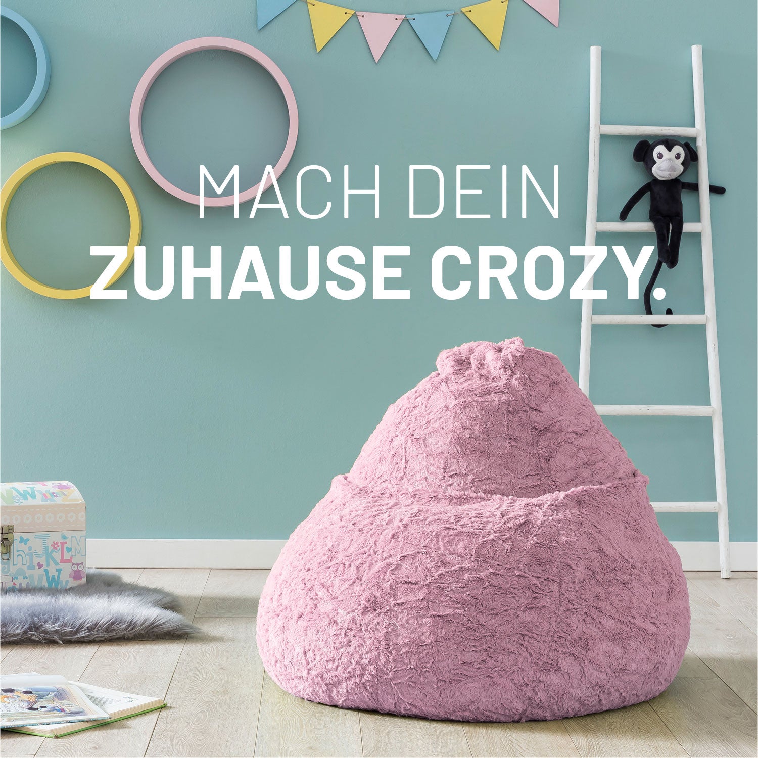 Luxury Fluffy Sitzsack (120 L) - indoor - Pastel Pink