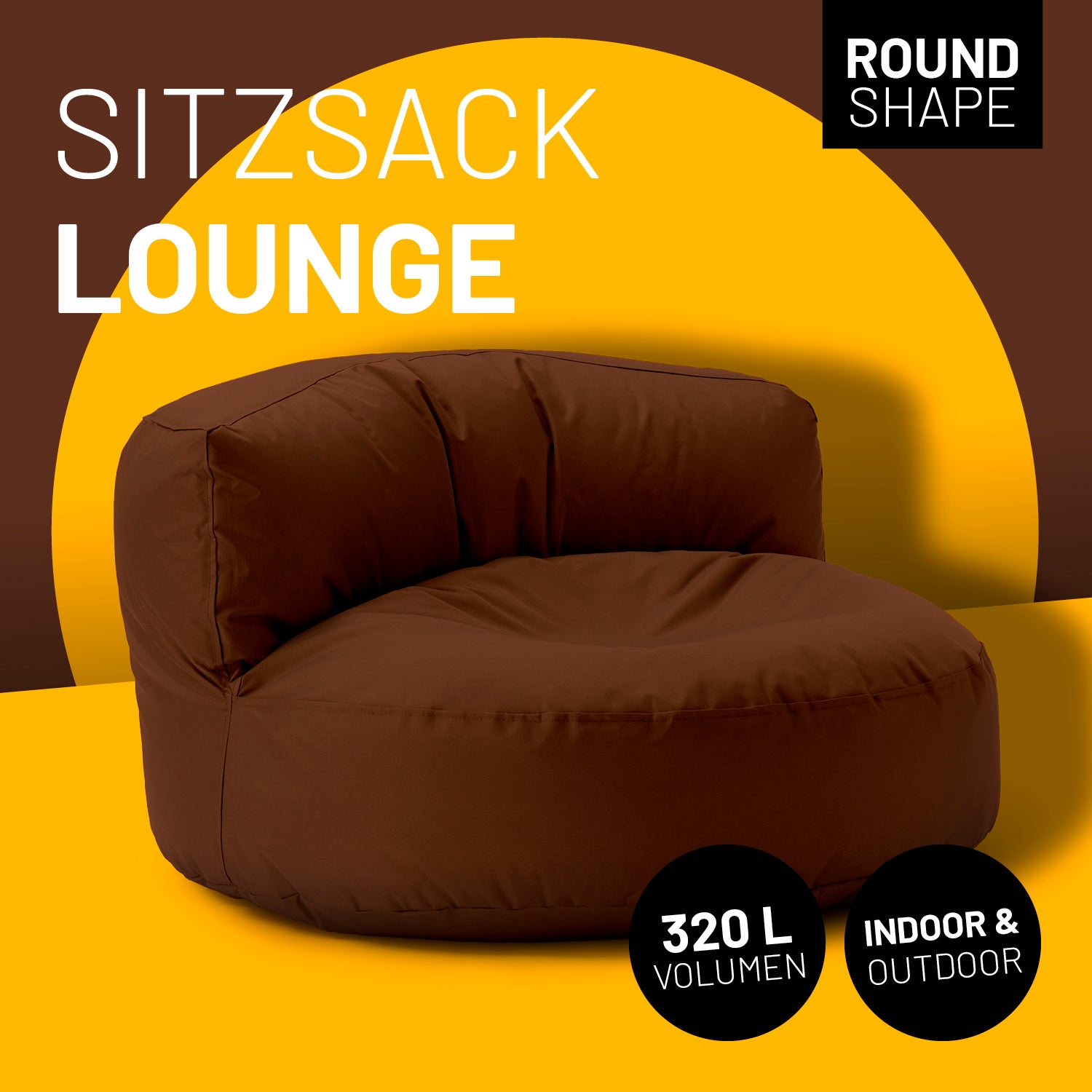 Sitzsack Lounge (320 L) in Braun, komfortabel für indoor & outdoor, langlebig, leicht und mit hochwertiger EPS-Füllung.