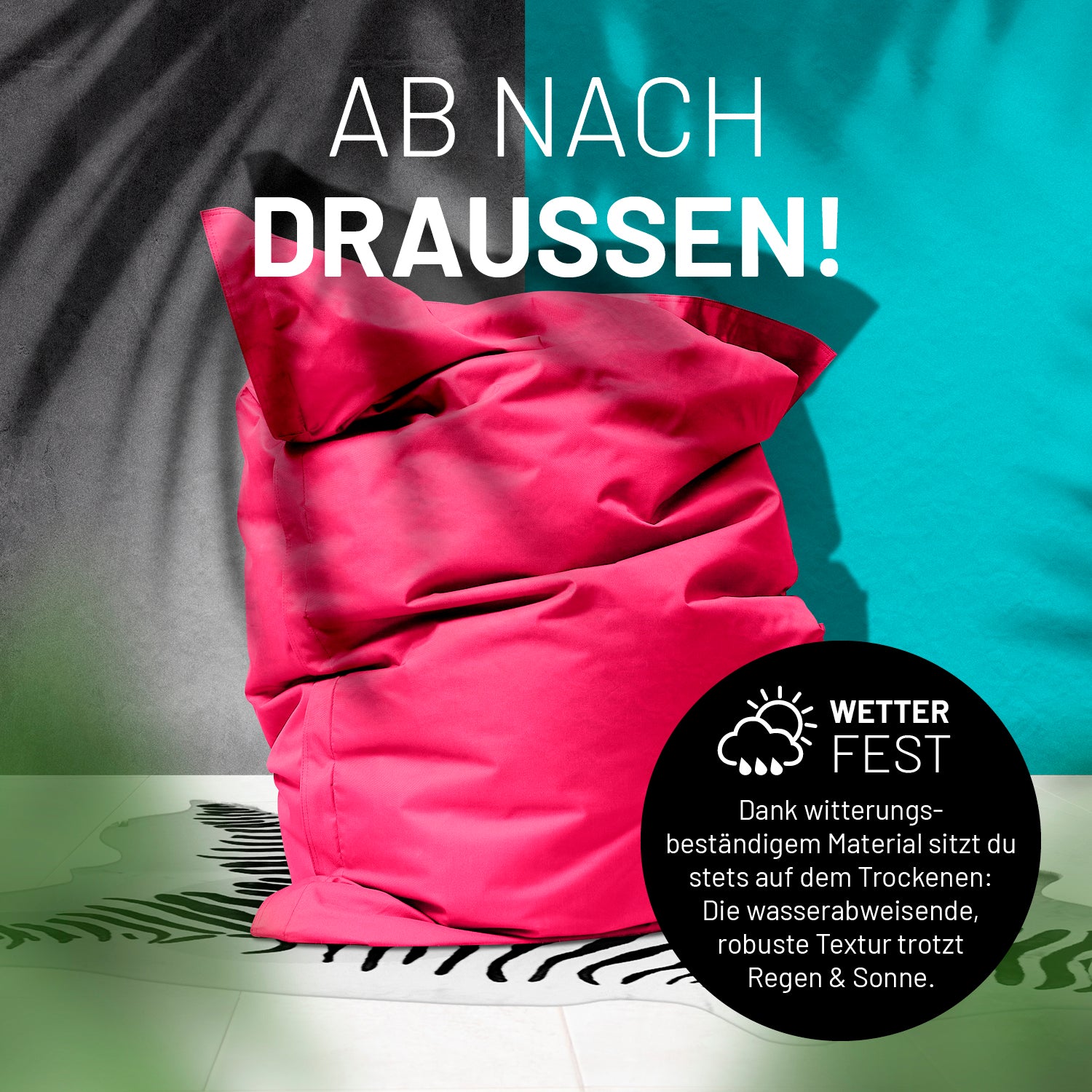 Sitzsack Classic XXL (380 L) Pink, wetterfest, robust, indoor & outdoor, leicht zu reinigen, mit verdecktem Reißverschluss, hochwertiger EPS-Füllung.