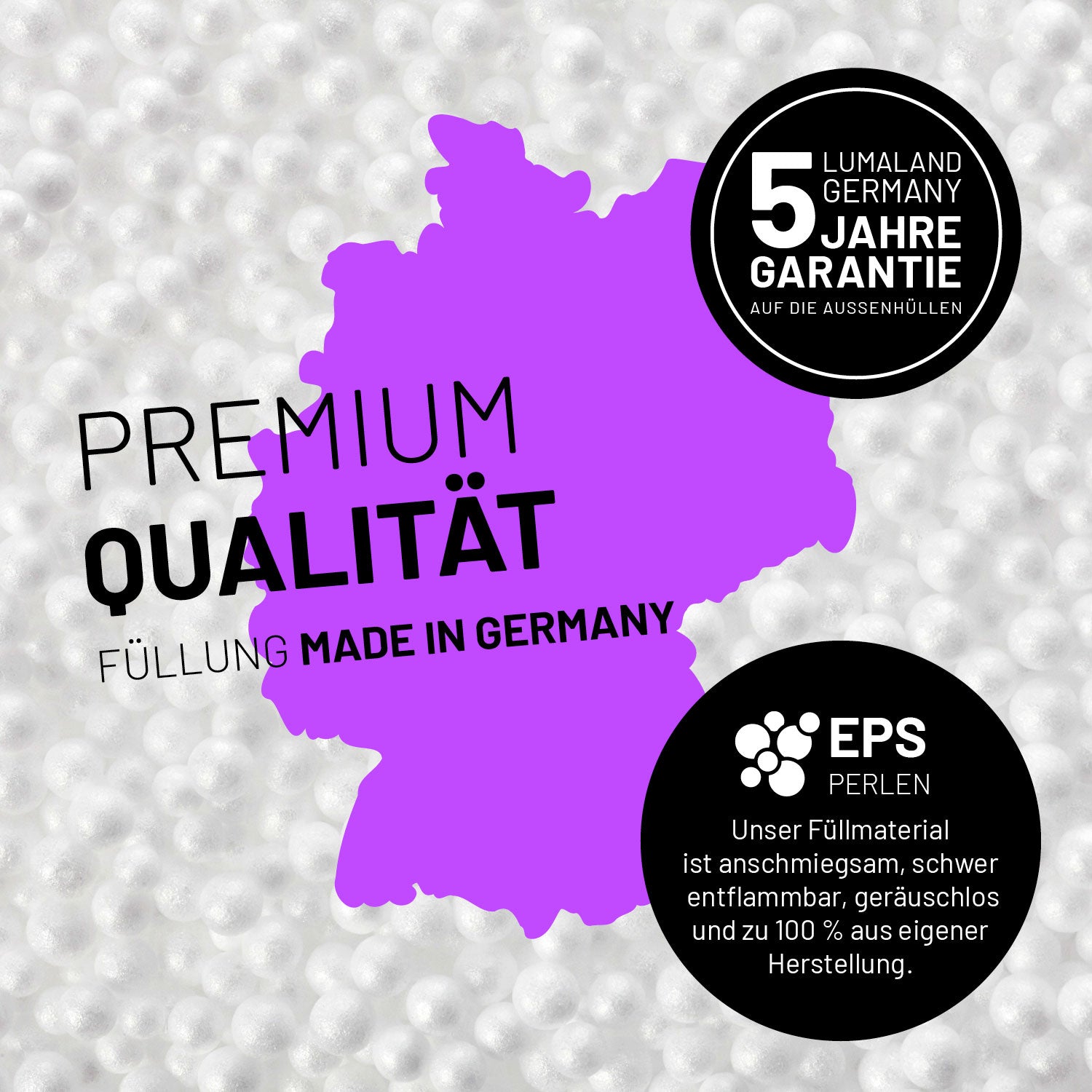 Luxury XL Sitzsack (120 L) - orange, Premium Füllung Made in Germany, 5 Jahre Garantie, hochwertige EPS-Perlenfüllung für besonderen Komfort.