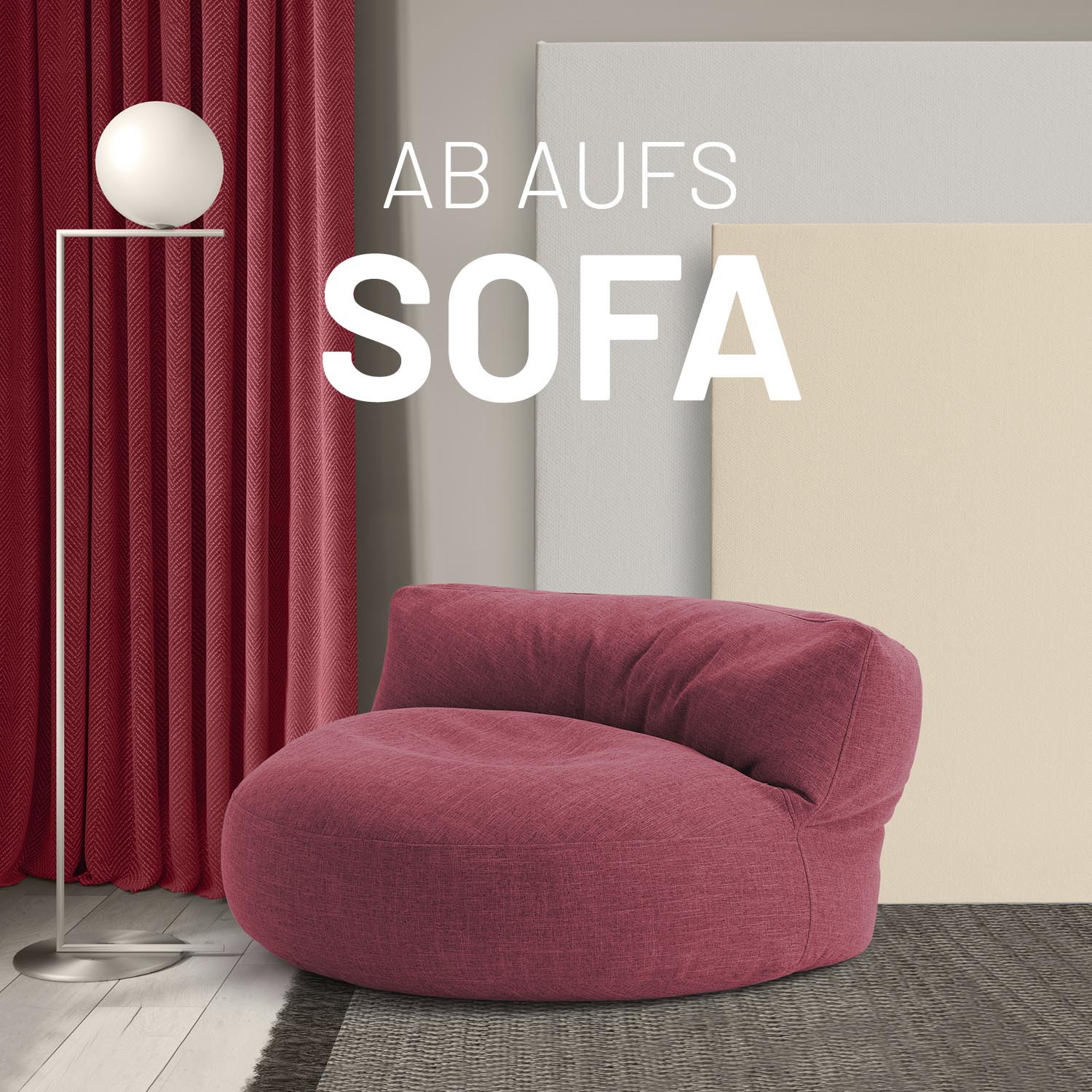 Interior Line Sitzsack-Lounge (320 L) in Rot, weiches, leinenartiges Material, ideal für Indoor-Sitzkomfort und modernes Interieur.