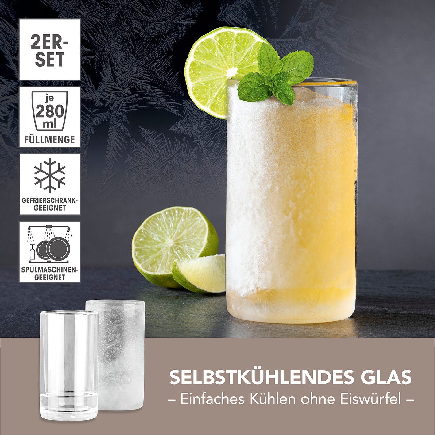 Glas selbstkühlend - 2er-Set je 280 ml