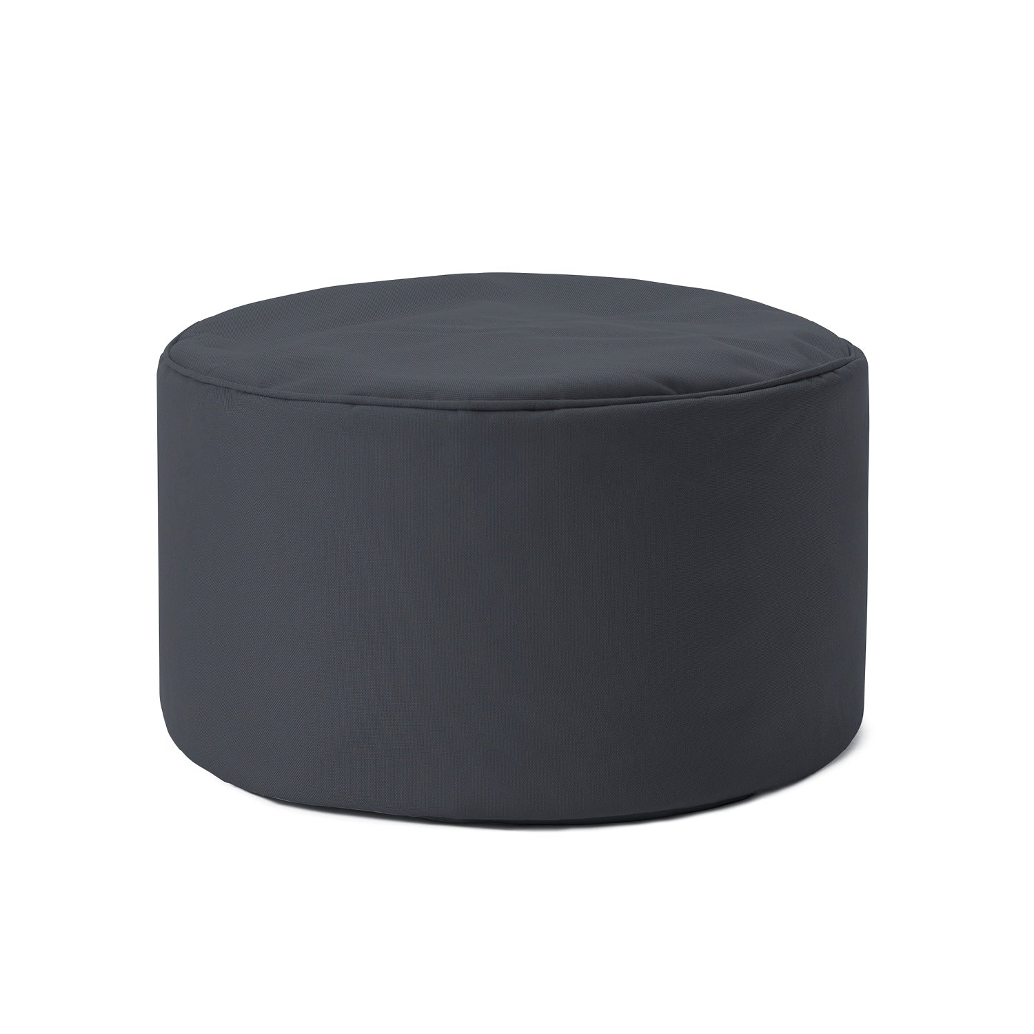 Sitzsack-Hocker/Pouf (50 L) in Stahlgrau, indoor & outdoor, leicht, langlebig, pflegeleicht mit verdecktem Reißverschluss.