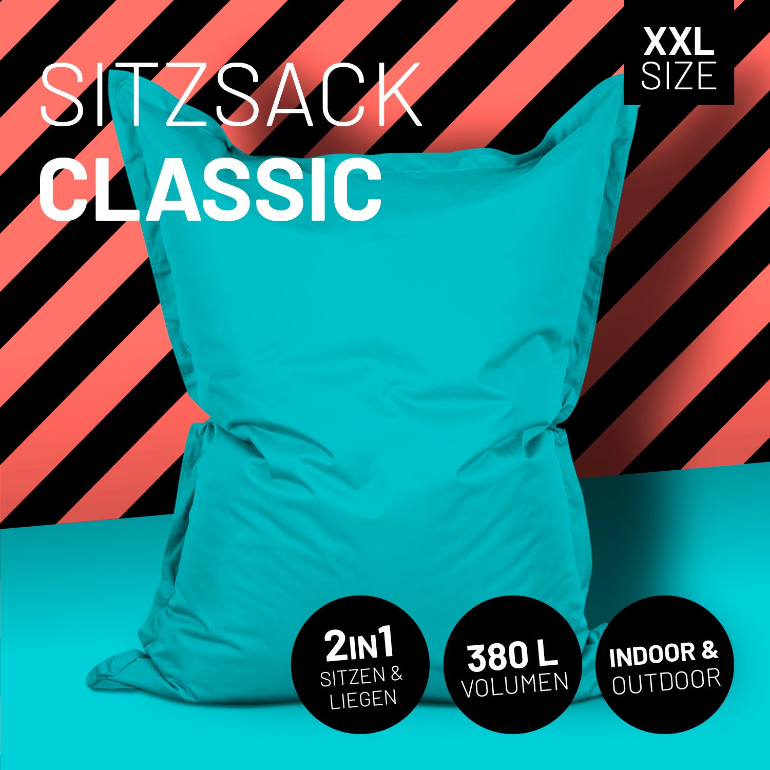 Sitzsack Classic XXL (380 L) - indoor & outdoor - Aquamarin