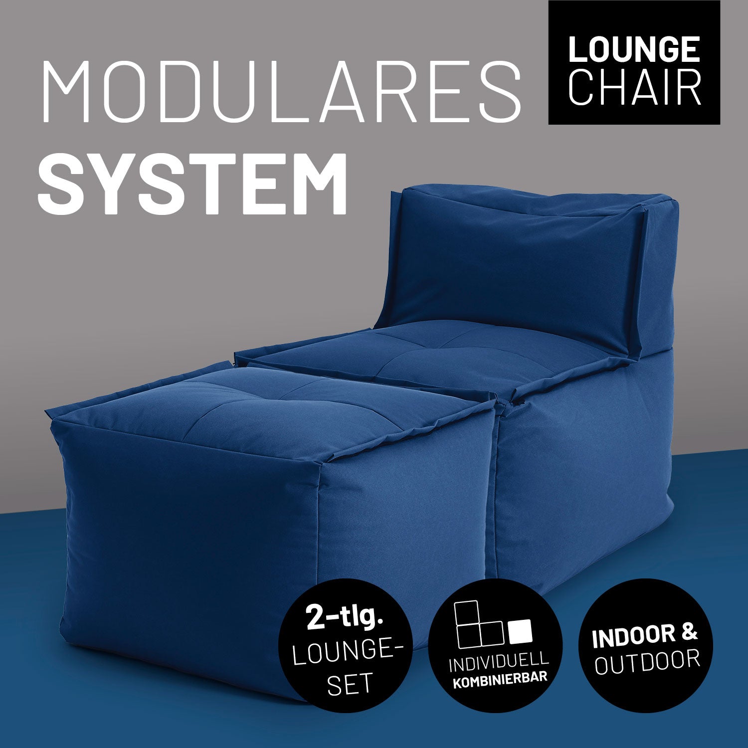 Modulares Lounge Set (2-tlg.) - Modulares System - indoor & outdoor - Navyblau