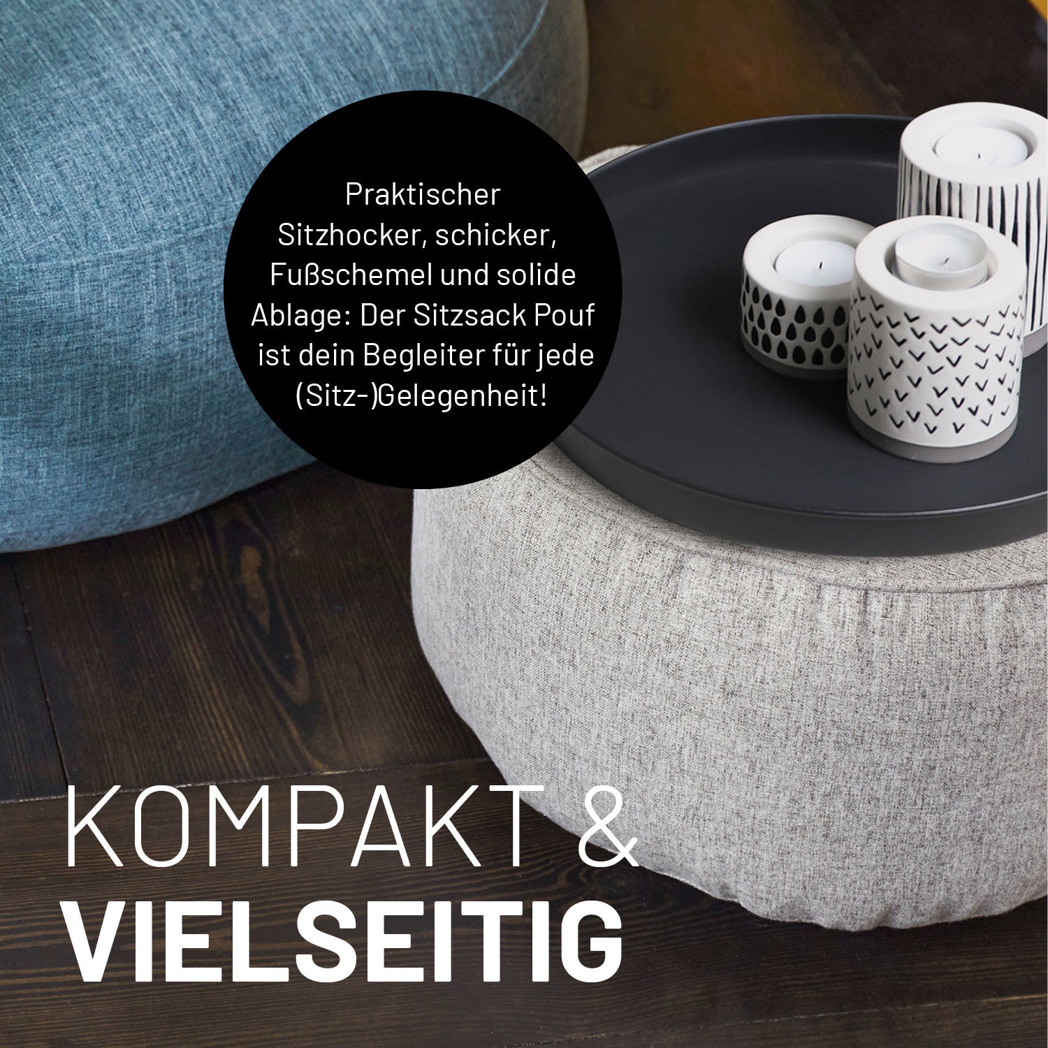 Comfort Line Sitzsack-Hocker/Pouf (50 L) Braun – vielseitiger Indoor-Sitzhocker und Fußablage für modernes Wohnen.