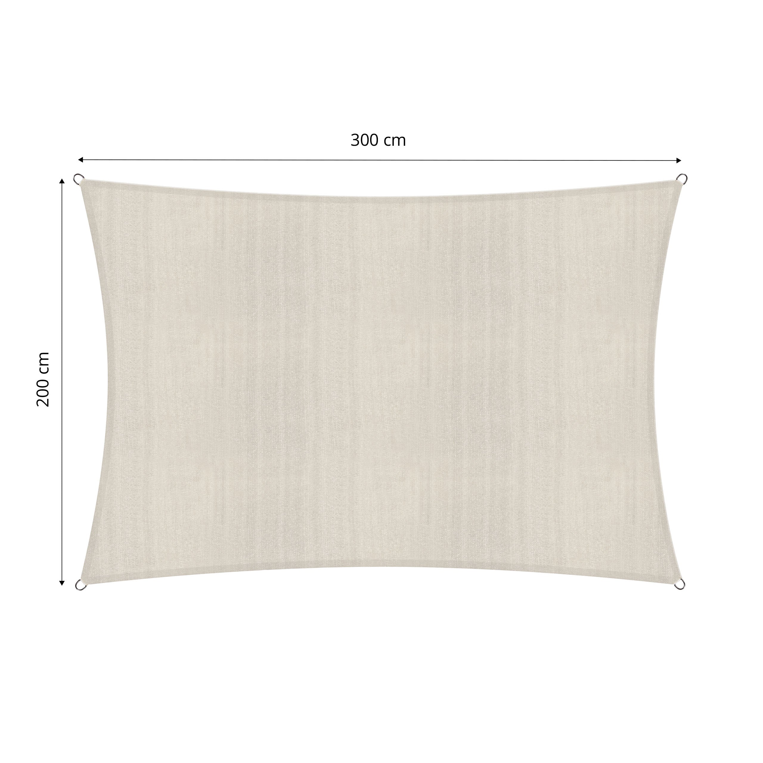 Sonnensegel 100% HDPE mit Stabilisator für UV-Schutz - Rechteck 2 x 3 Meter - Creme, robustes und reißfestes Material