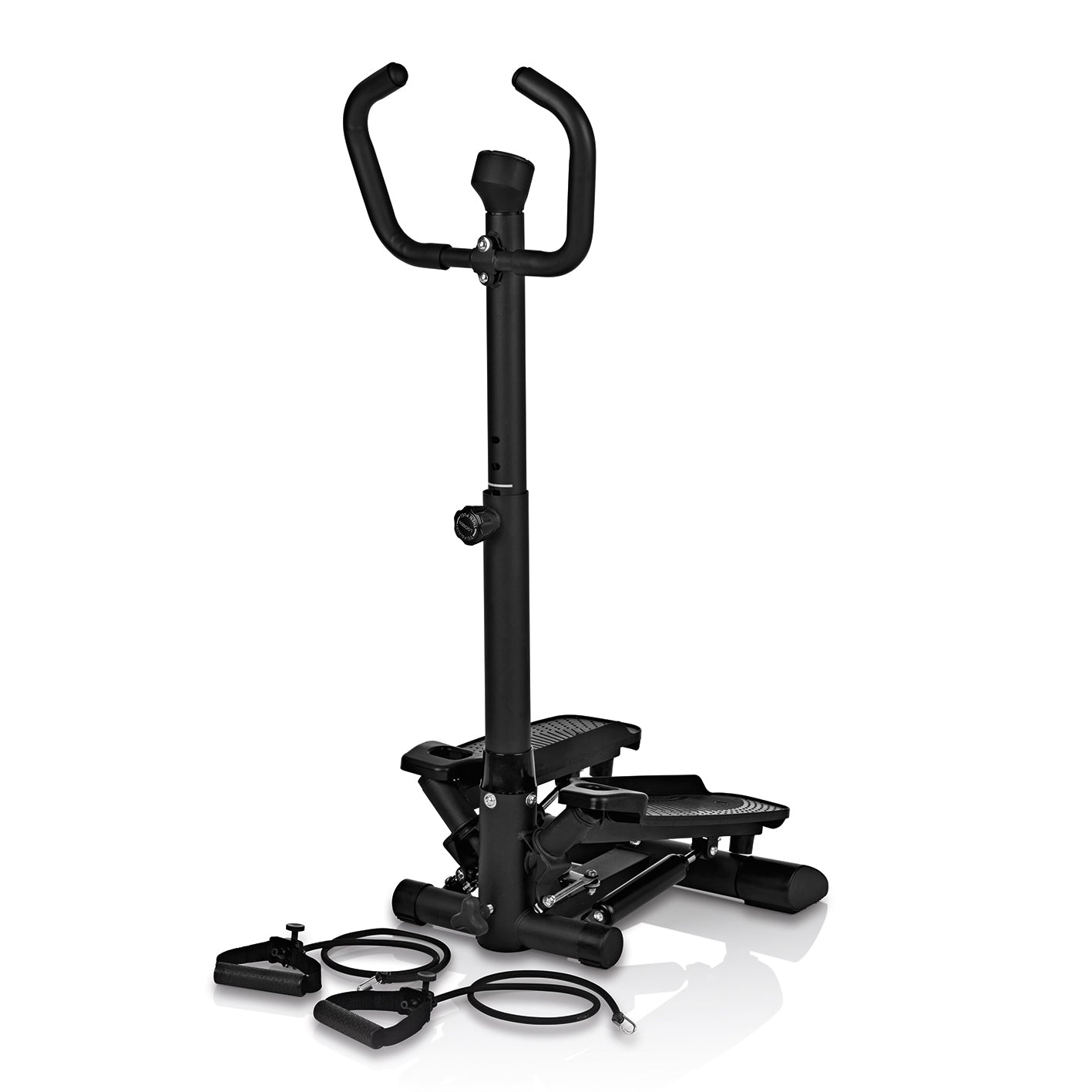 Fitnesstrainer Swing Stepper mit 2 Expanderbändern - schwarz