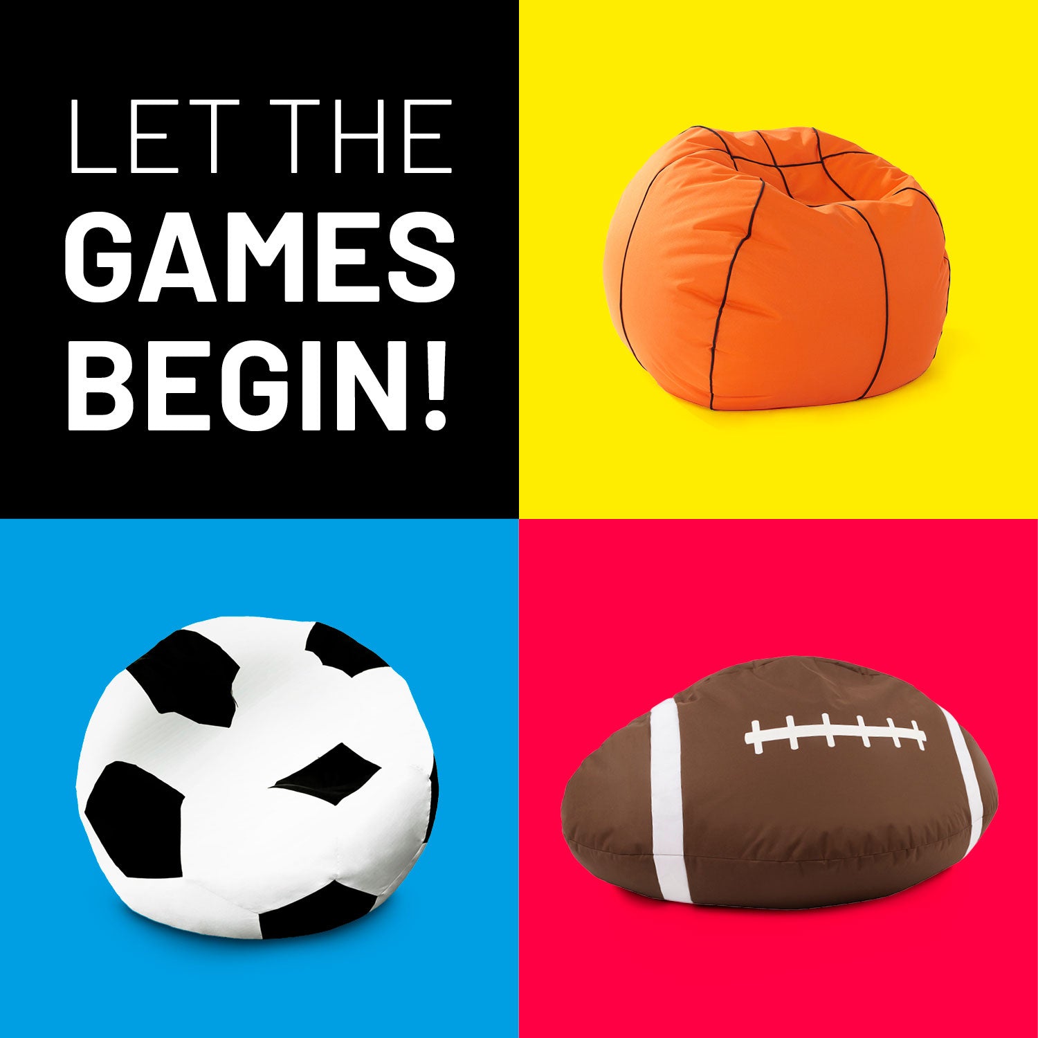 Luxury Fußball Sitzsack (300 L) aus hochwertigem Material für drinnen und draußen, formstabil und waschbar.