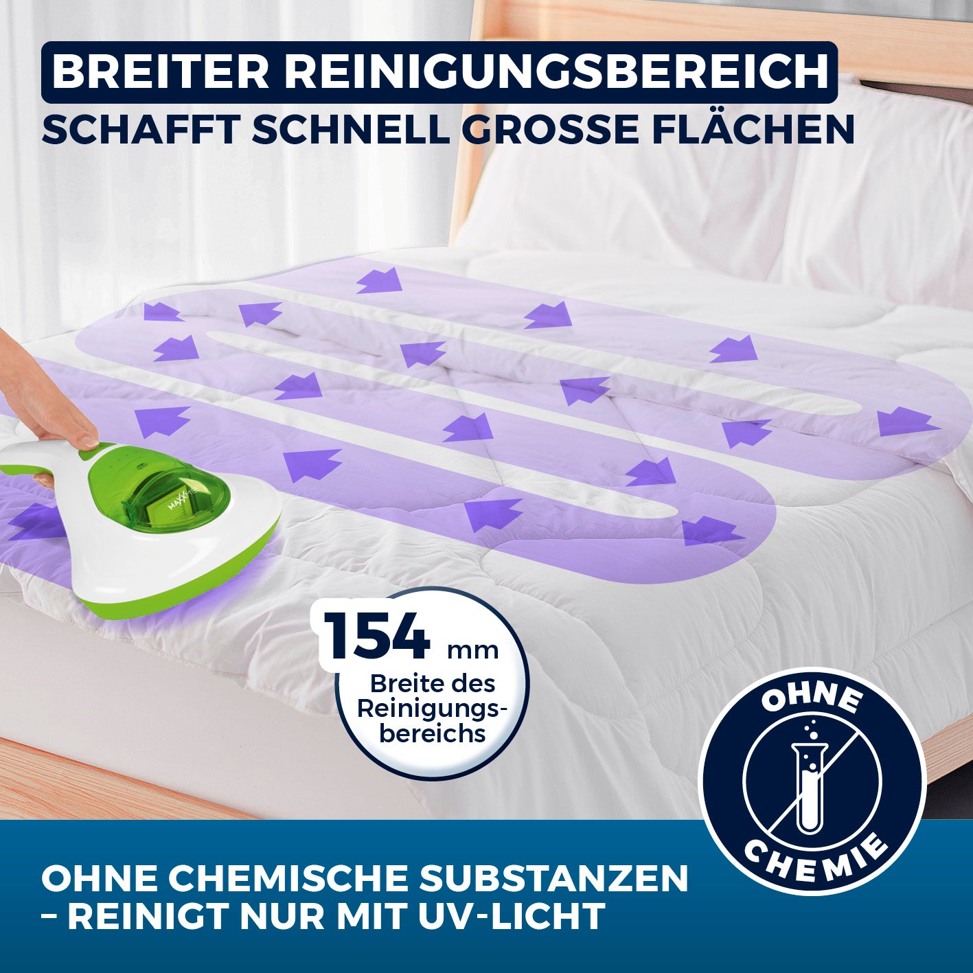 Milbensauger Vibration - HEPA-13-Filter - weiß/limegreen