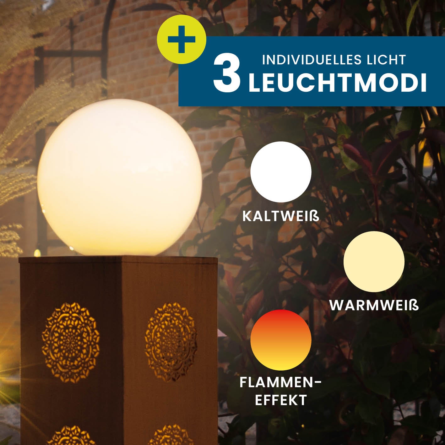 LED-Dekosäule "Mandala" in Rost-Optik - 21 x 21 x 84 cm