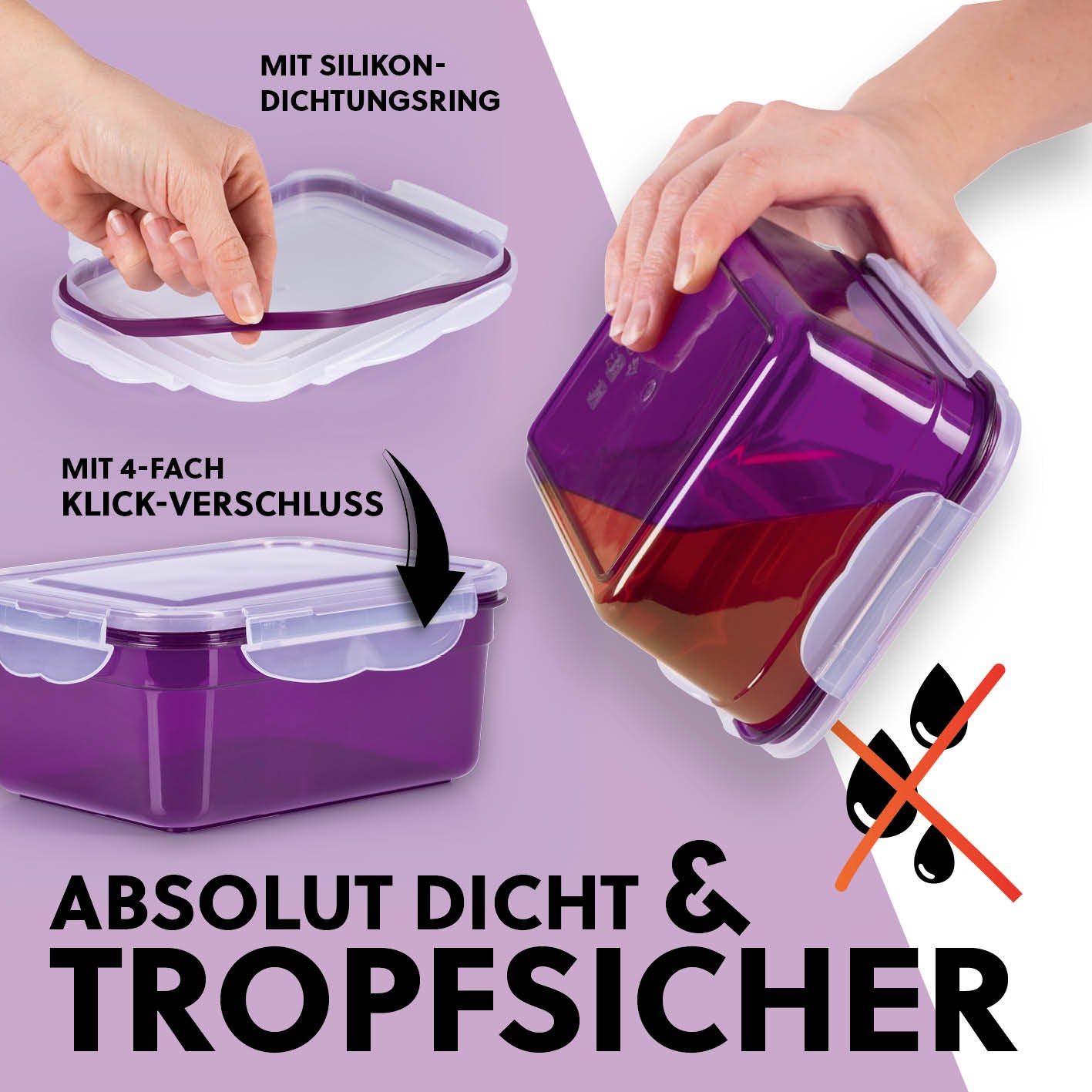 Frischhaltedosen Klick-it, 28-tlg., Lila