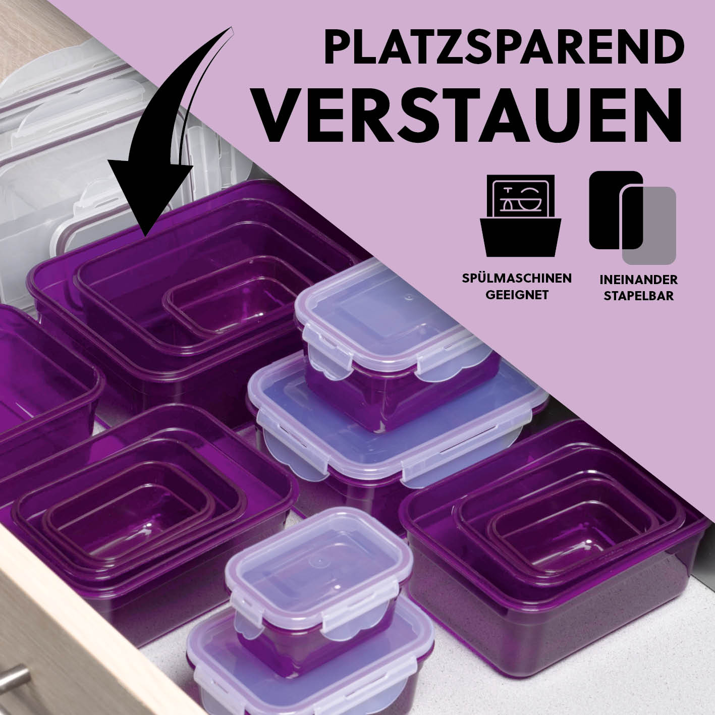 Frischhaltedosen Klick-it, 28-tlg., Lila