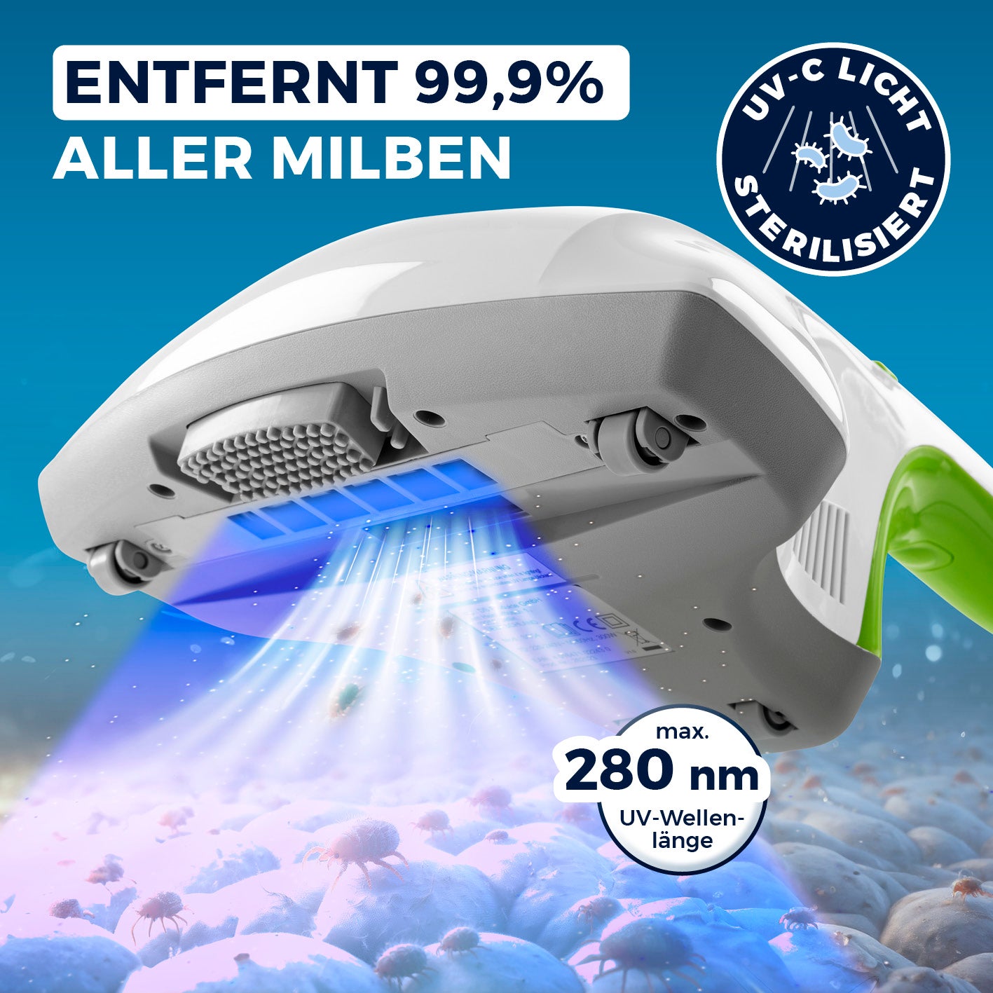 Milbensauger Vibration - Weiß/Limegreen