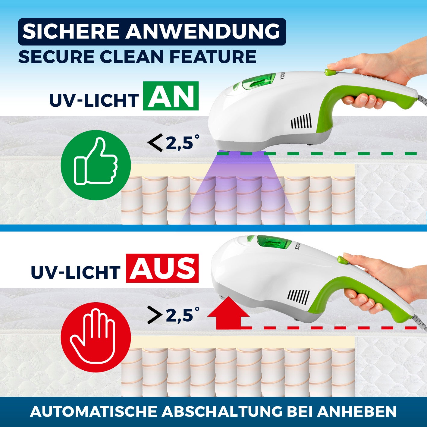 Milbensauger Vibration - Weiß/Limegreen