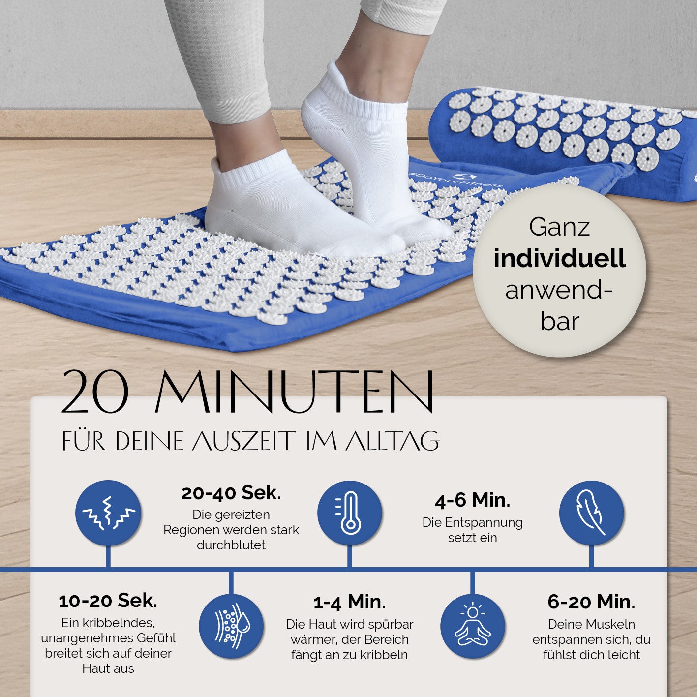 Akupressur-Set Jimuta - 20 x 20 x 42 cm - blau