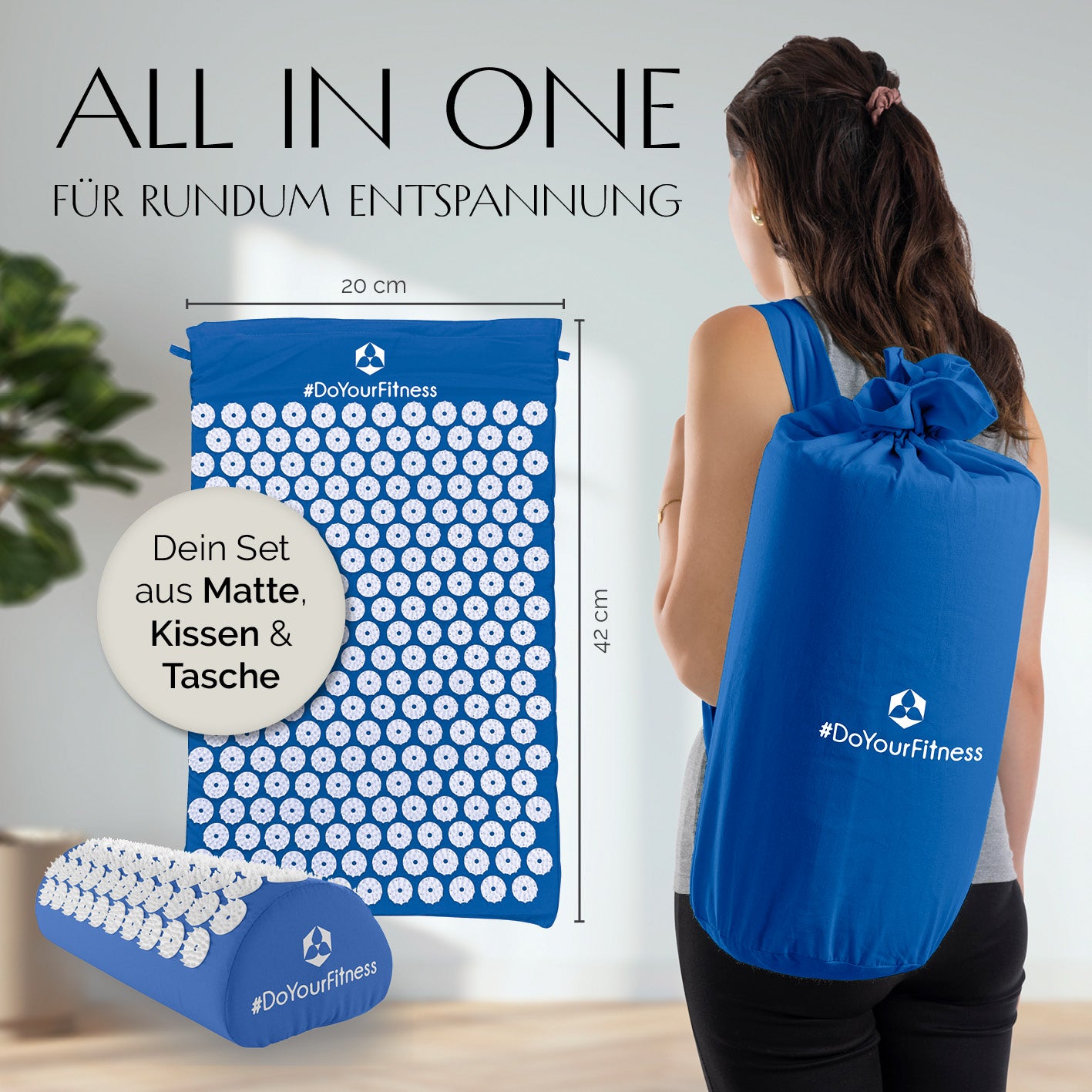 Akupressur-Set Jimuta - 20 x 20 x 42 cm - blau