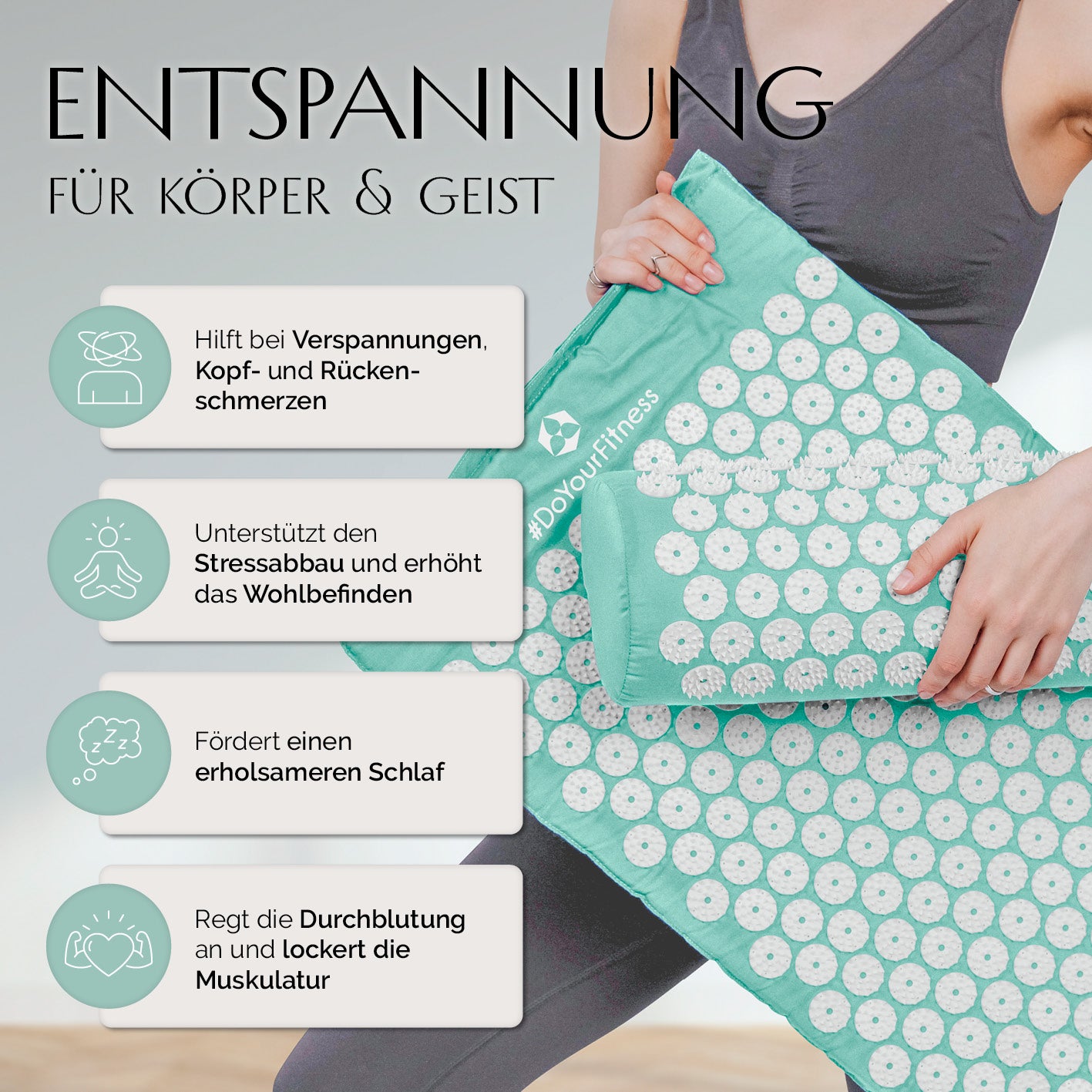 Akupressur-Set Jimuta - 20 x 20 x 42 cm - türkis