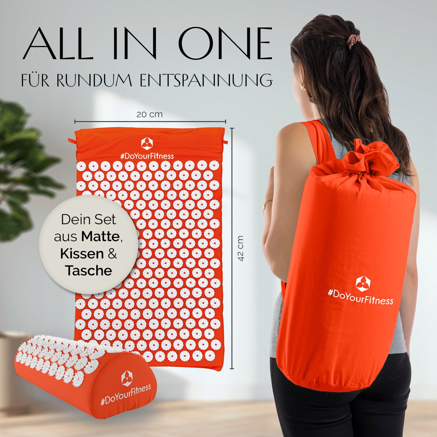 Akupressur-Set Jimuta - 20 x 20 x 42 cm - orange