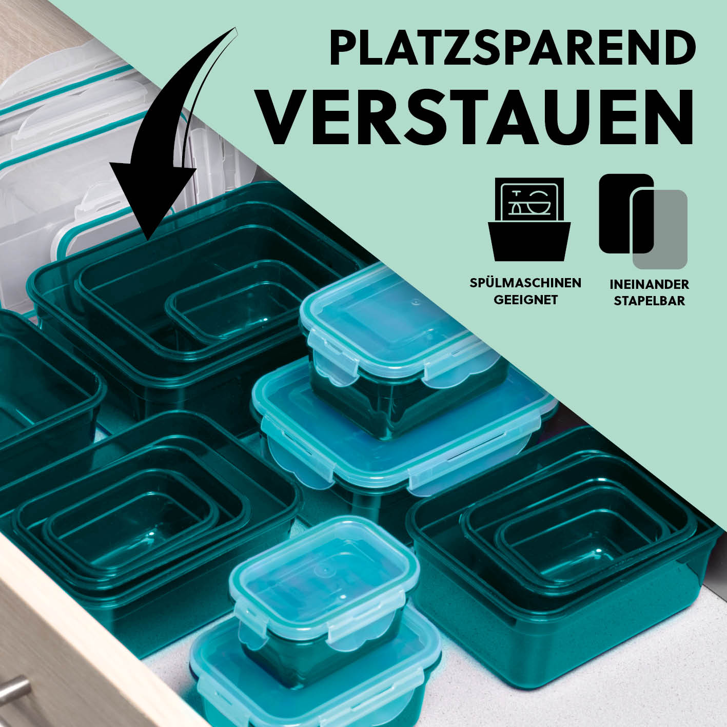 Frischhaltedosen Klick-it, 14-tlg., Smaragd