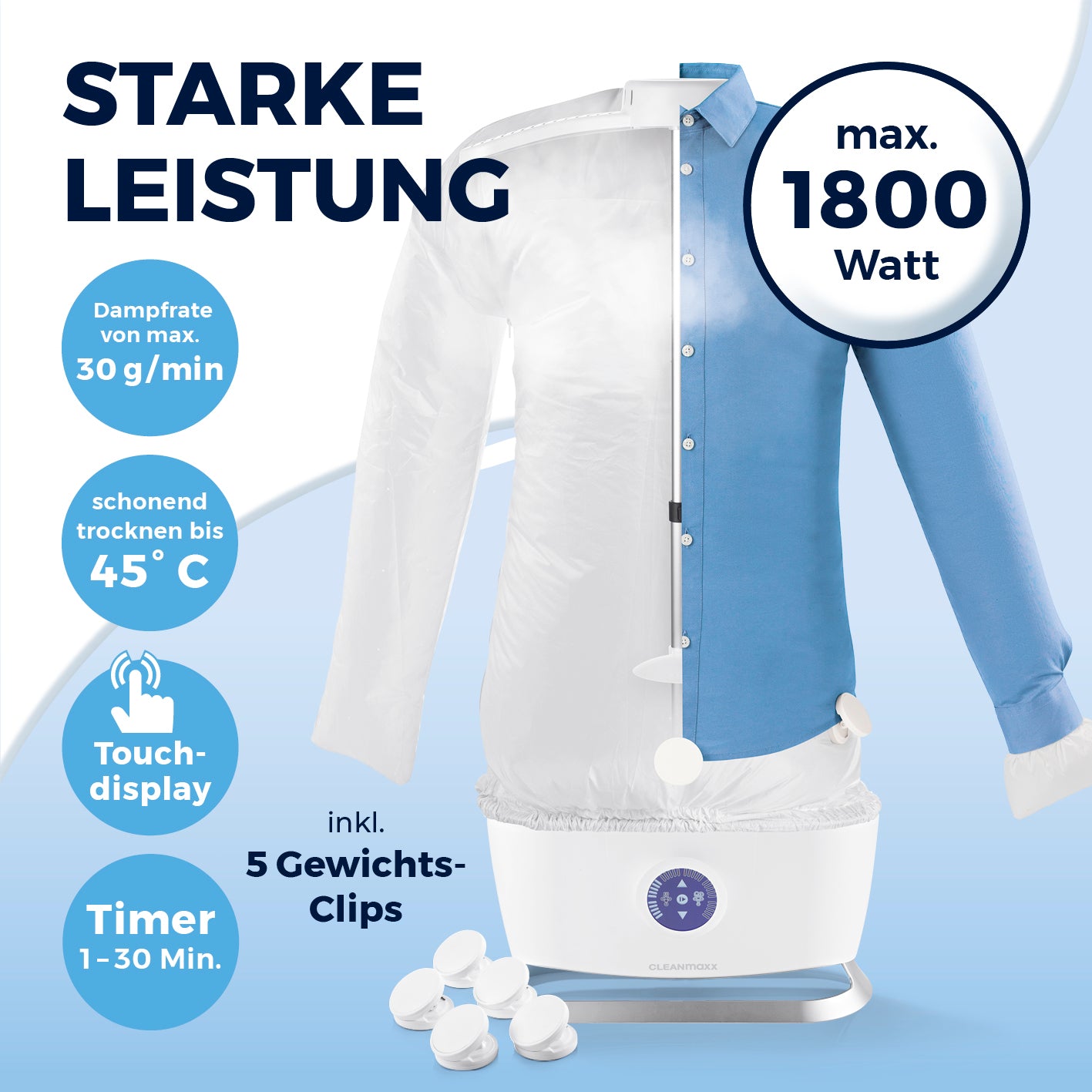 Hemdenbügler PRO STEAM - Weiß