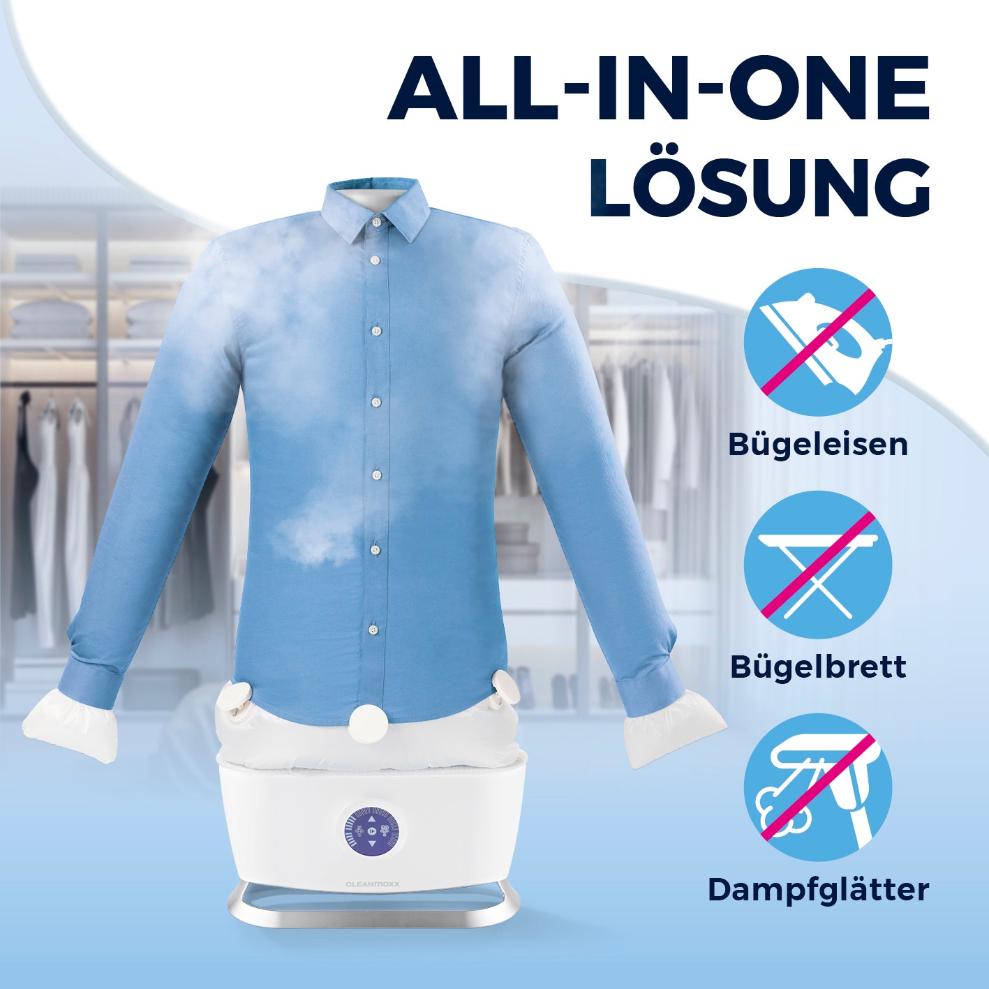 Hemdenbügler PRO STEAM - Weiß