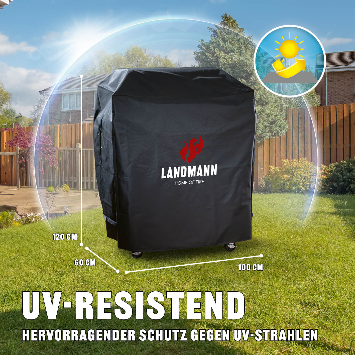 Wetterschutzhaube Premium - 60x96x120cm - schwarz