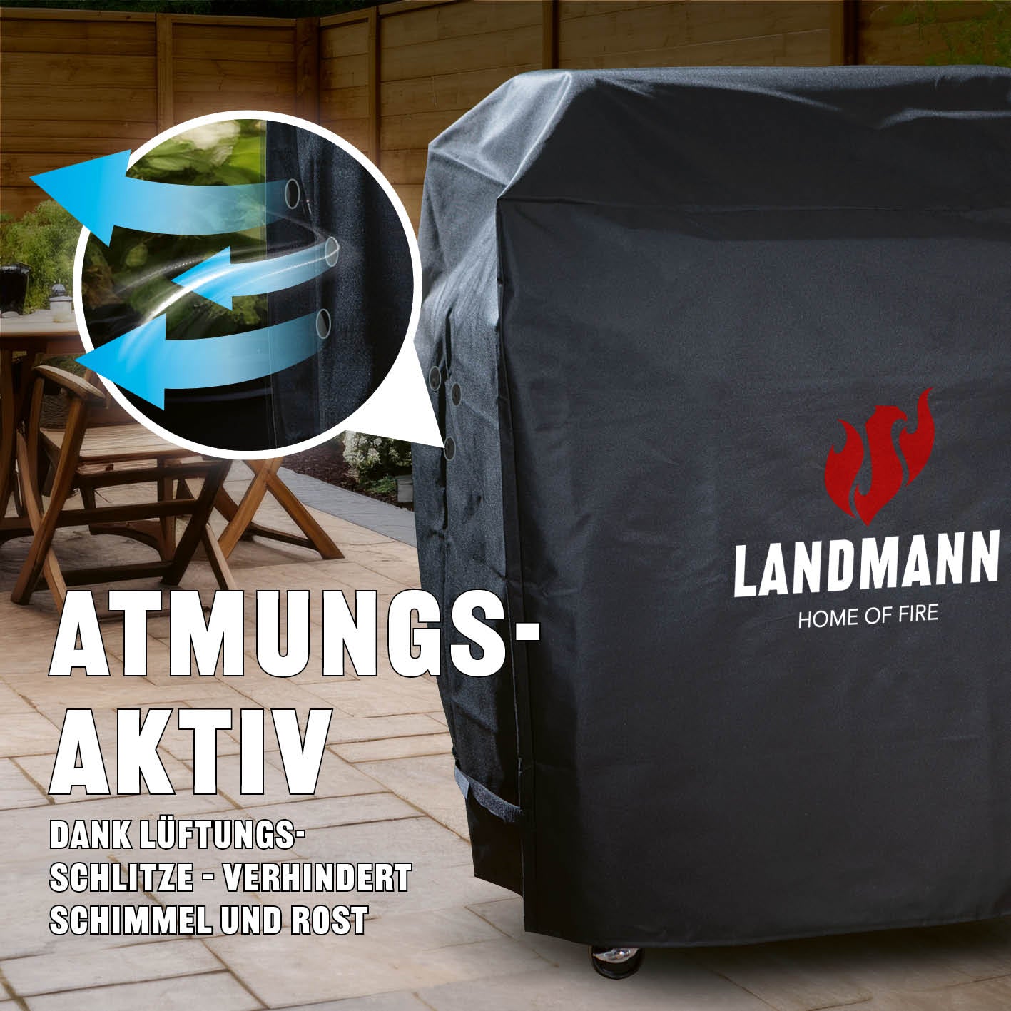 Wetterschutzhaube Premium - 60x96x120cm - schwarz