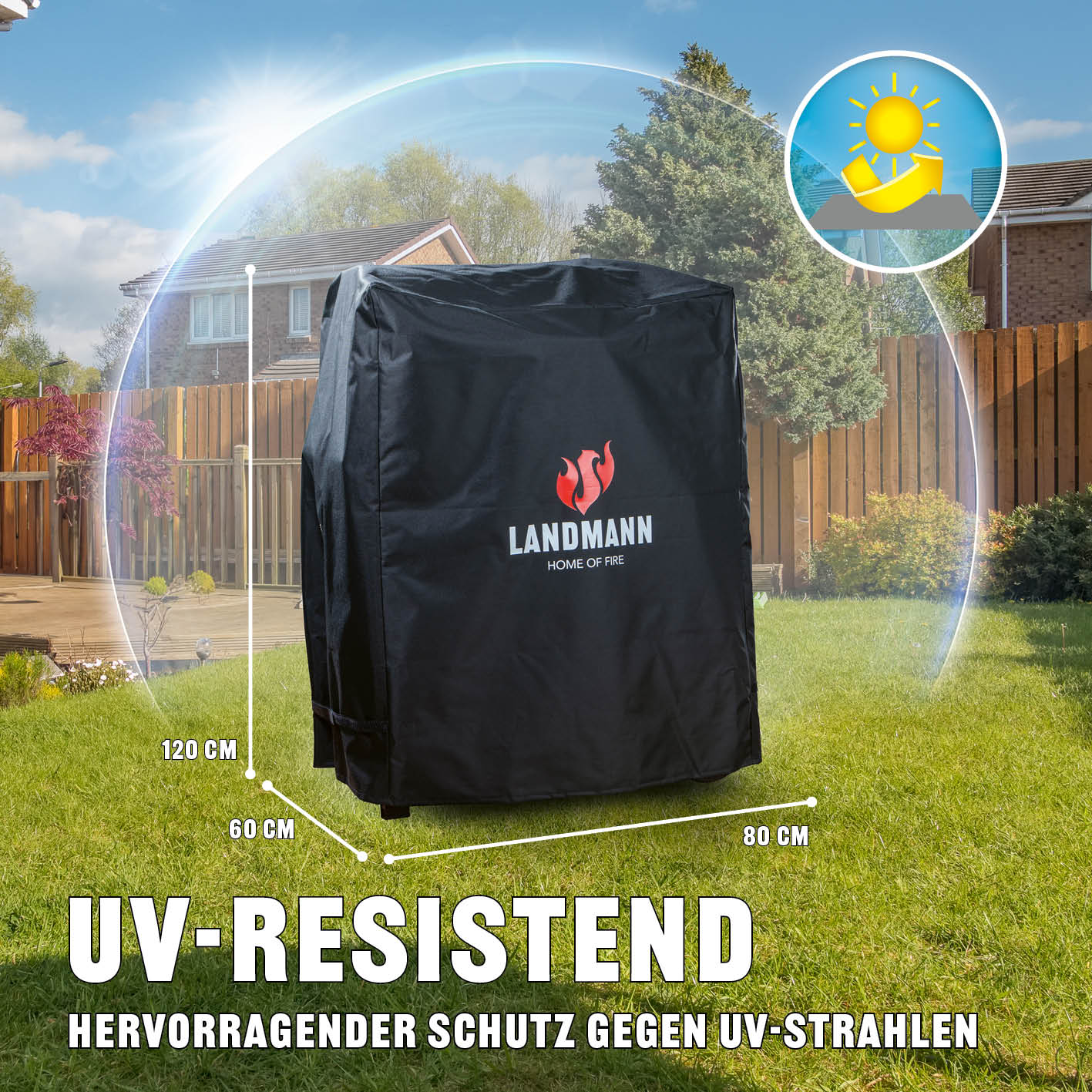 Wetterschutzhaube Premium - 60x80x120cm - schwarz