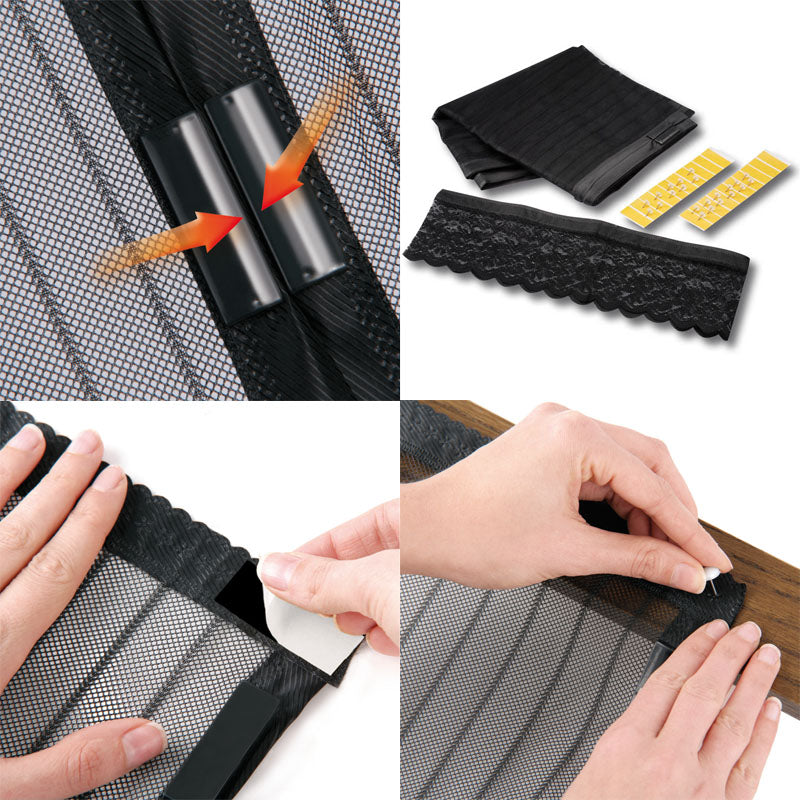 Moskitonetz Magic Klick mit Magnetverschluß - schwarz - 90 x 210 cm - 2er-Set mit Montagezubehör