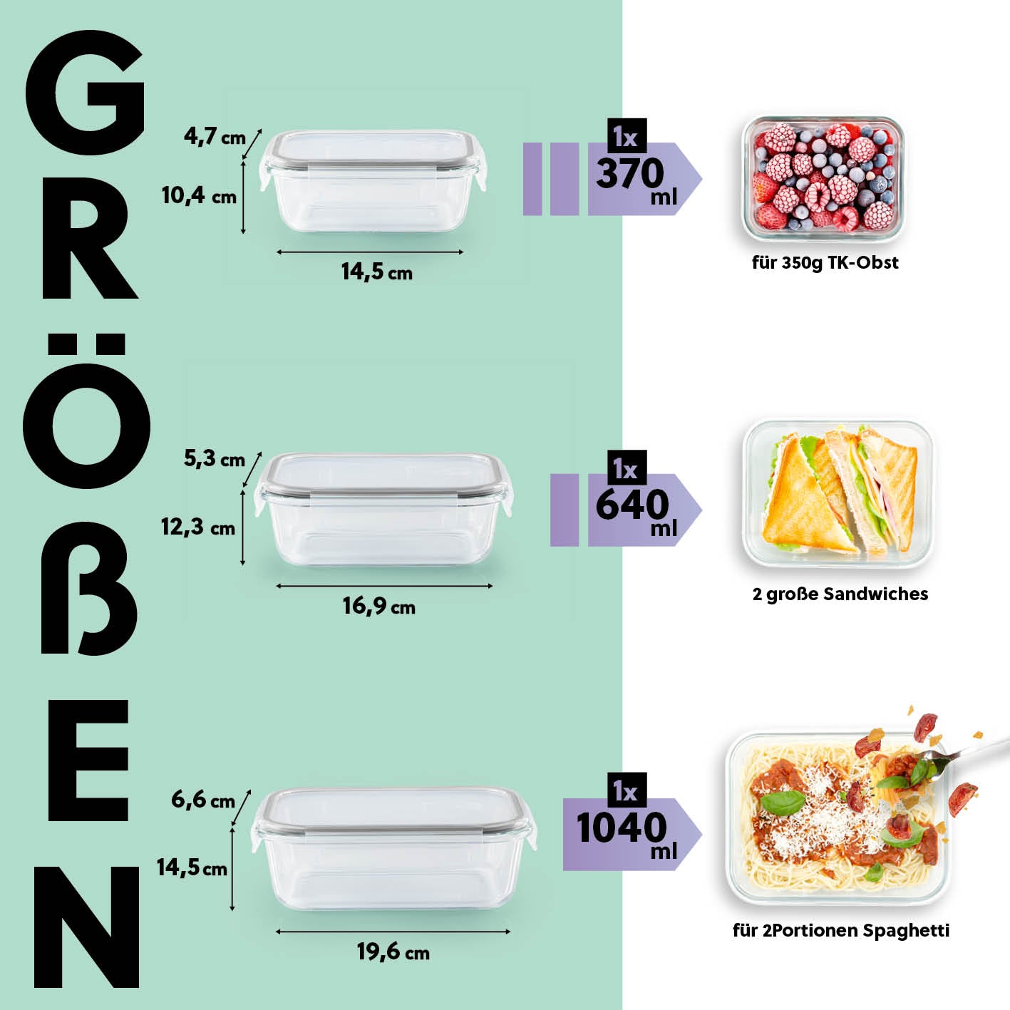Frischhaltedosen Klick-it, 6-tlg., Grau