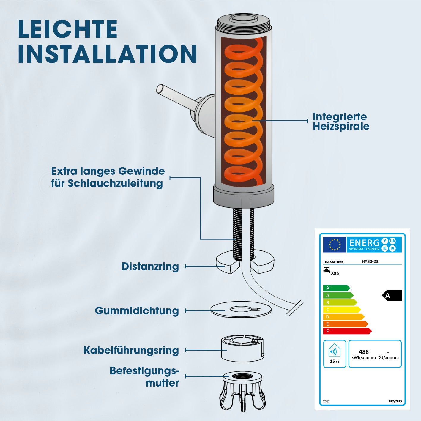 elektrische Edelstahl-Armatur mit integriertem Durchlauferhitzer