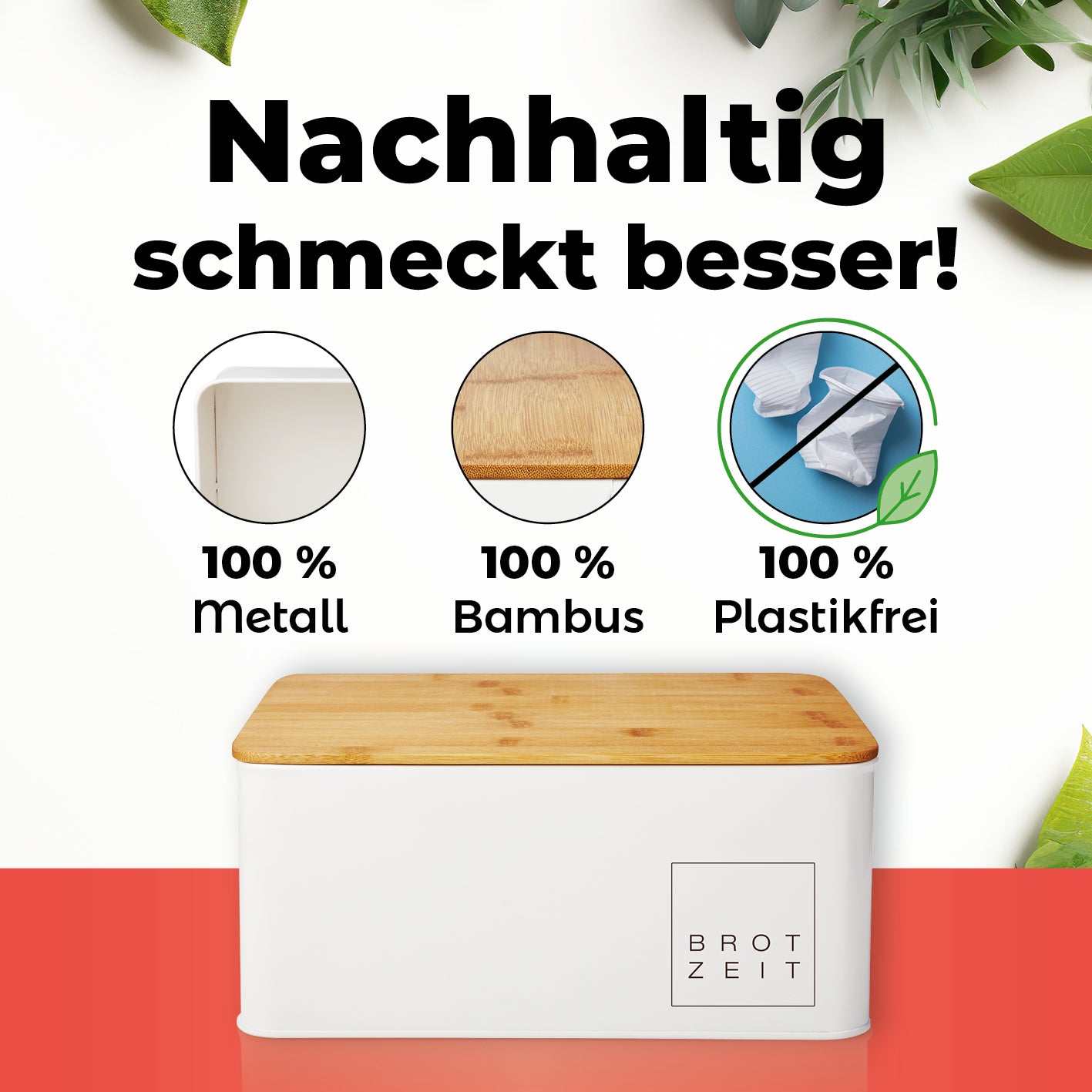 Cuisine Brotkasten aus Metall mit Bambus Deckel – rechteckig, weiß, mit Bambus-Schneidebrettdeckel und Lüftungslöchern für optimale Luftzirkulation.