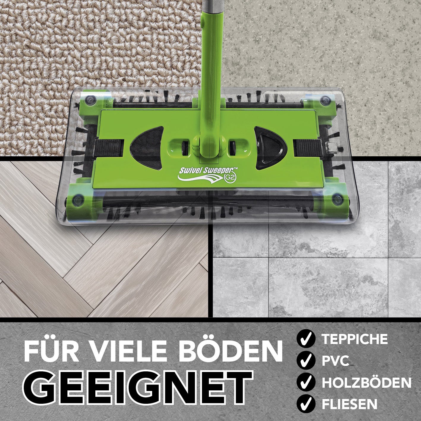 Swivel Sweeper G 2 Akkubesen kabellos - Limegreen