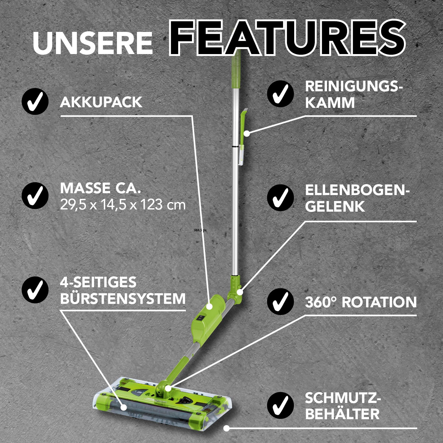Swivel Sweeper G 2 Akkubesen kabellos - Limegreen