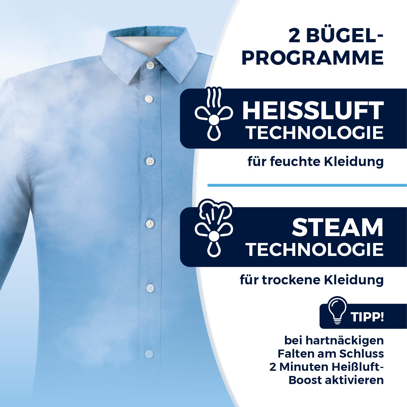 Hemdenbügler PRO STEAM mit Hosenaufsatz - Weiß