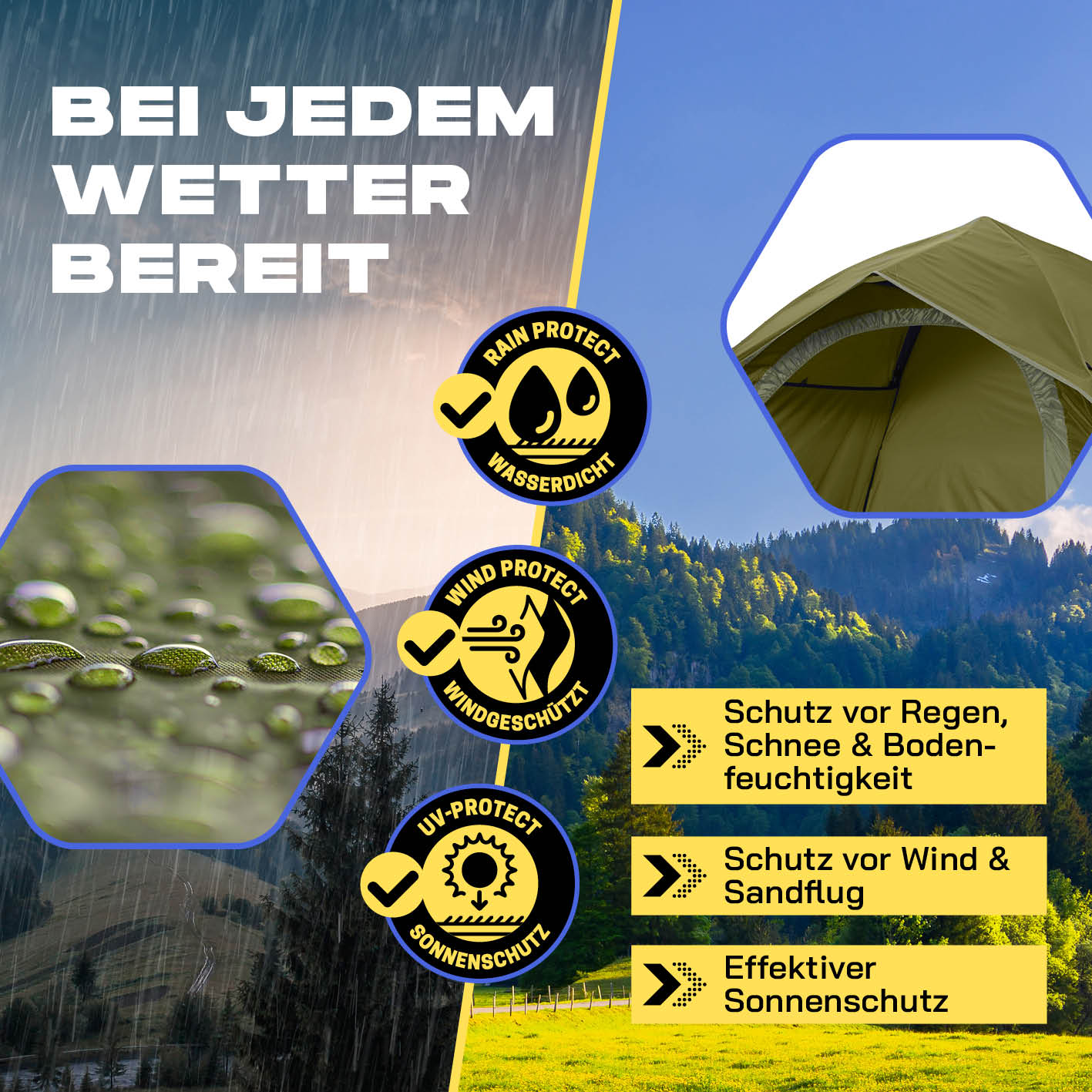 Pop up Wurfzelt für 3 Personen - Grün