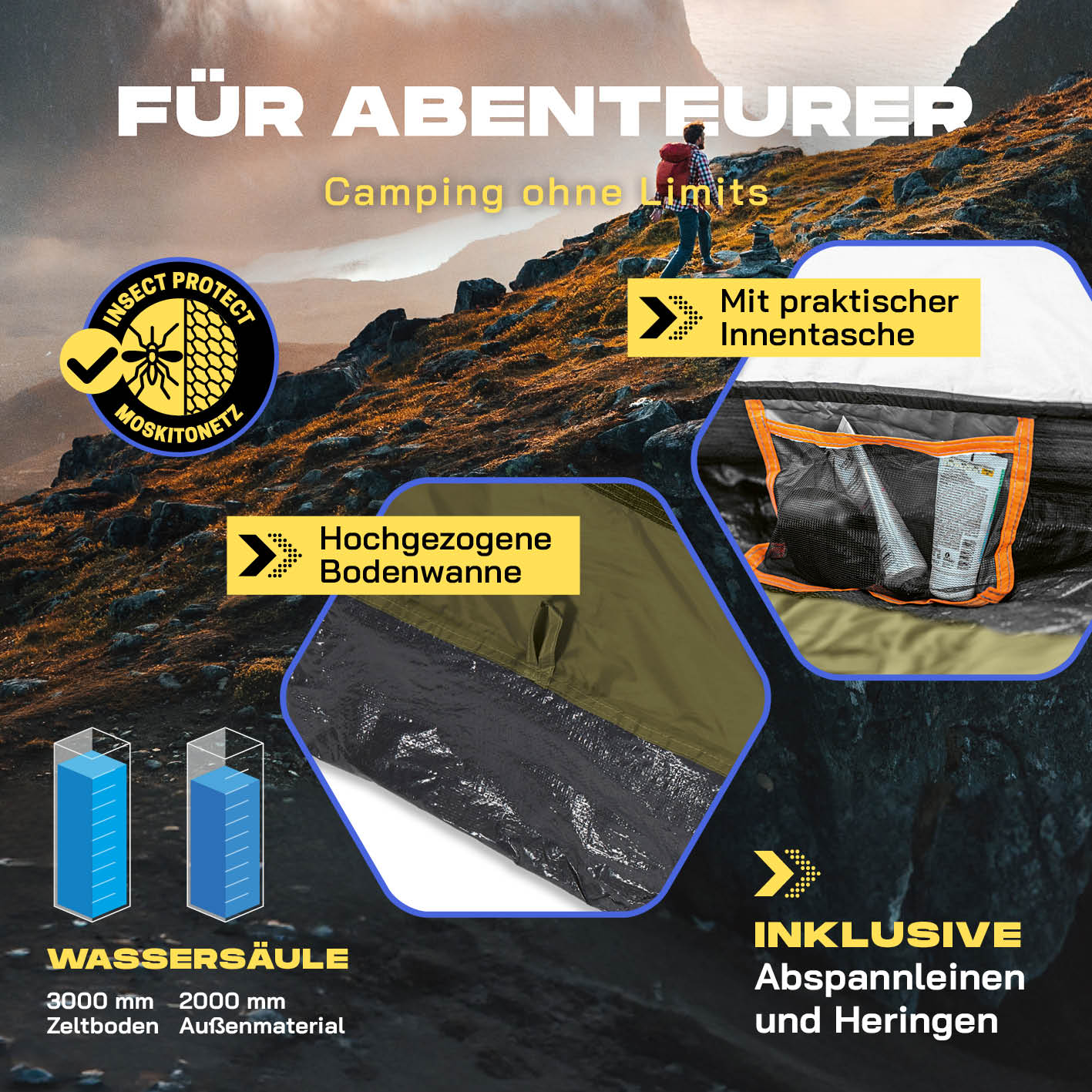 Pop up Wurfzelt für 3 Personen - Grün