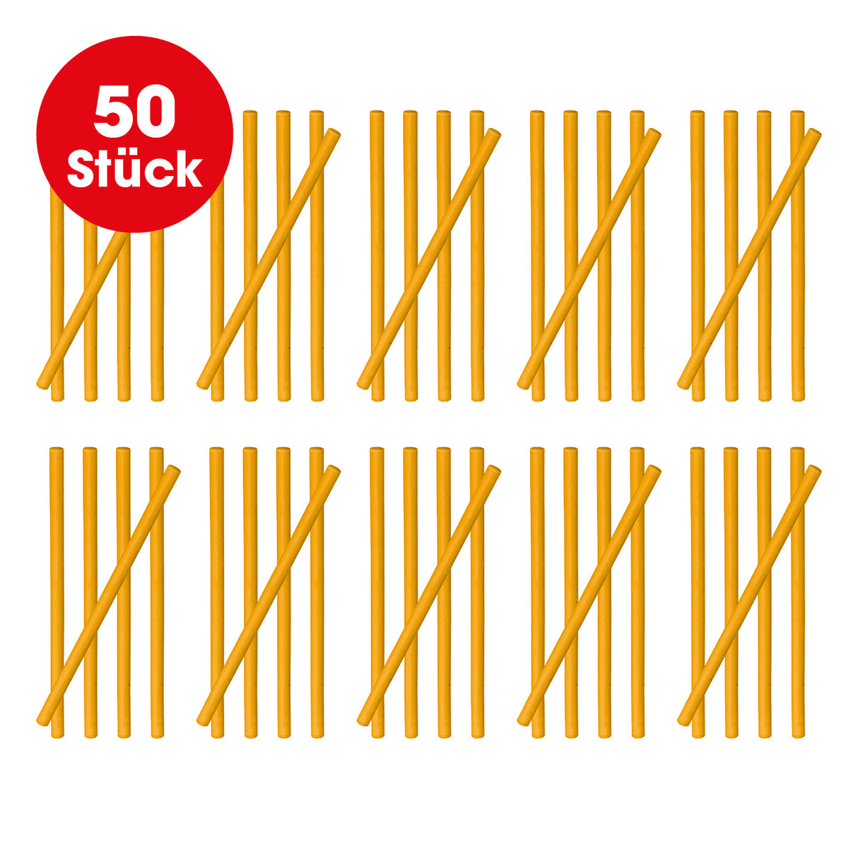 Abfluss-Sticks Orangenduft - 50er-Set mit 50 orangefarbenen Sticks in Bündeln dargestellt