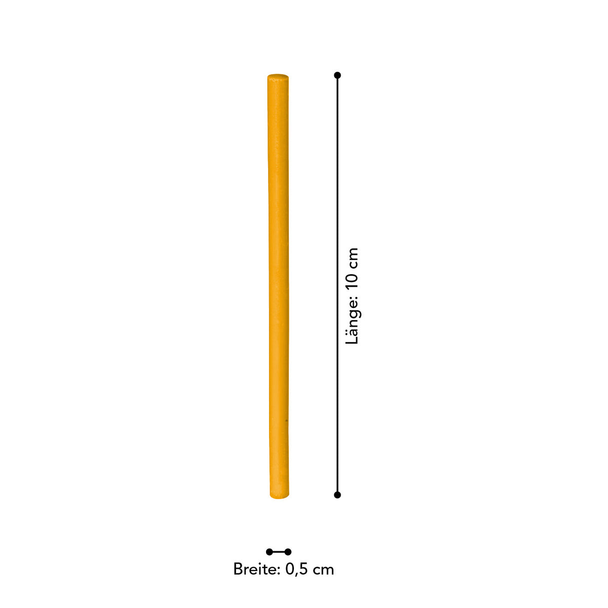 Maßdiagramm der Abfluss-Sticks Orangenduft - 50er-Set mit 10 cm Länge und 0,5 cm Breite