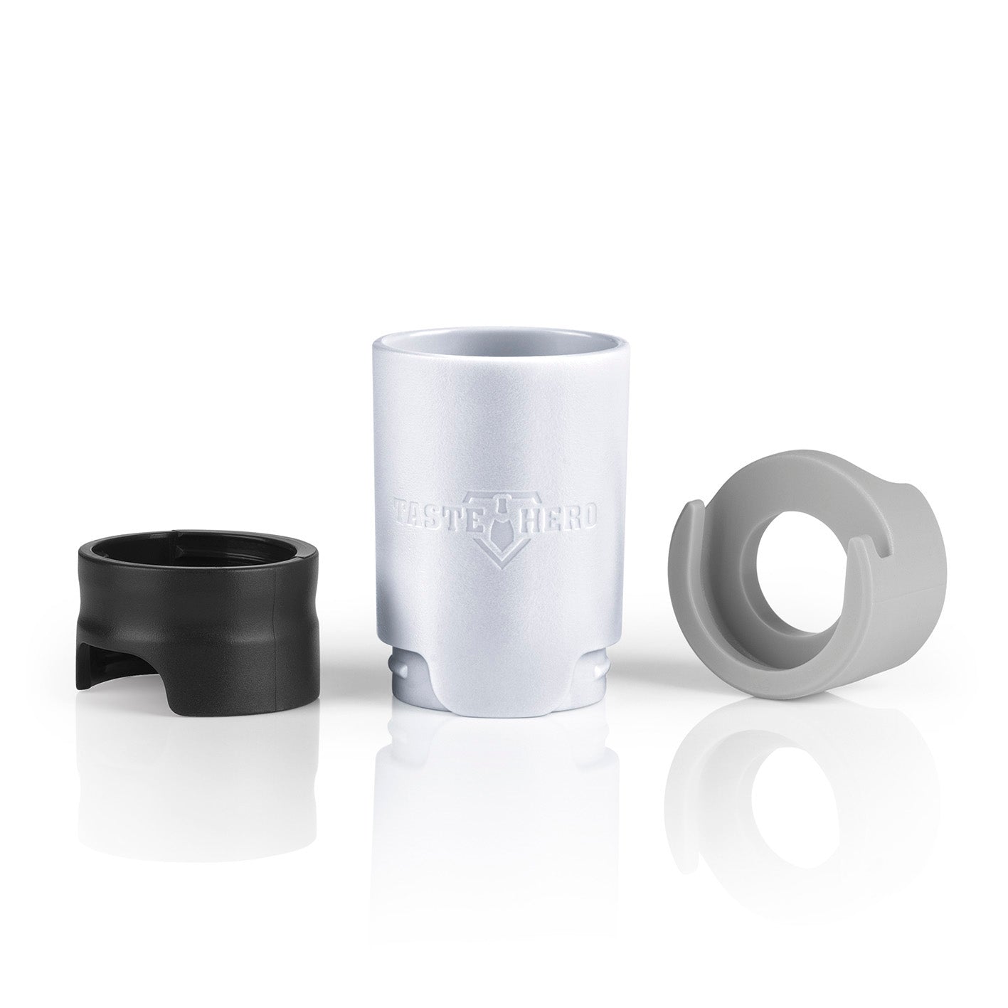 Bier-Aufbereiter in weiß, schwarz und grau, Produktaufnahme gallertposition 1, 1417x1417, quadratisch, klarer Hintergrund