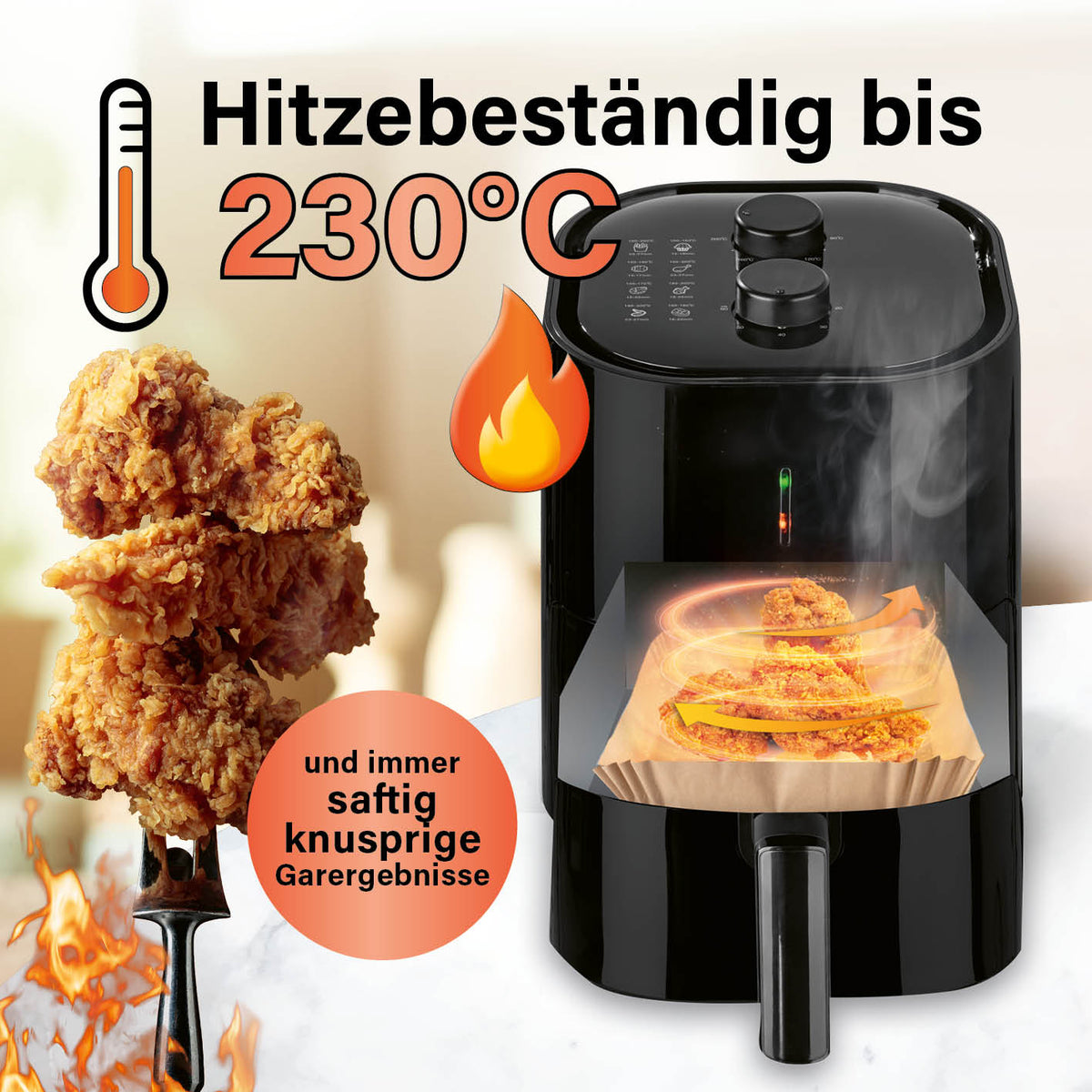 Backpapierschalen für Heißluftfritteusen (5–6 l) - 200 Stück, hitzebeständig bis 230 Grad