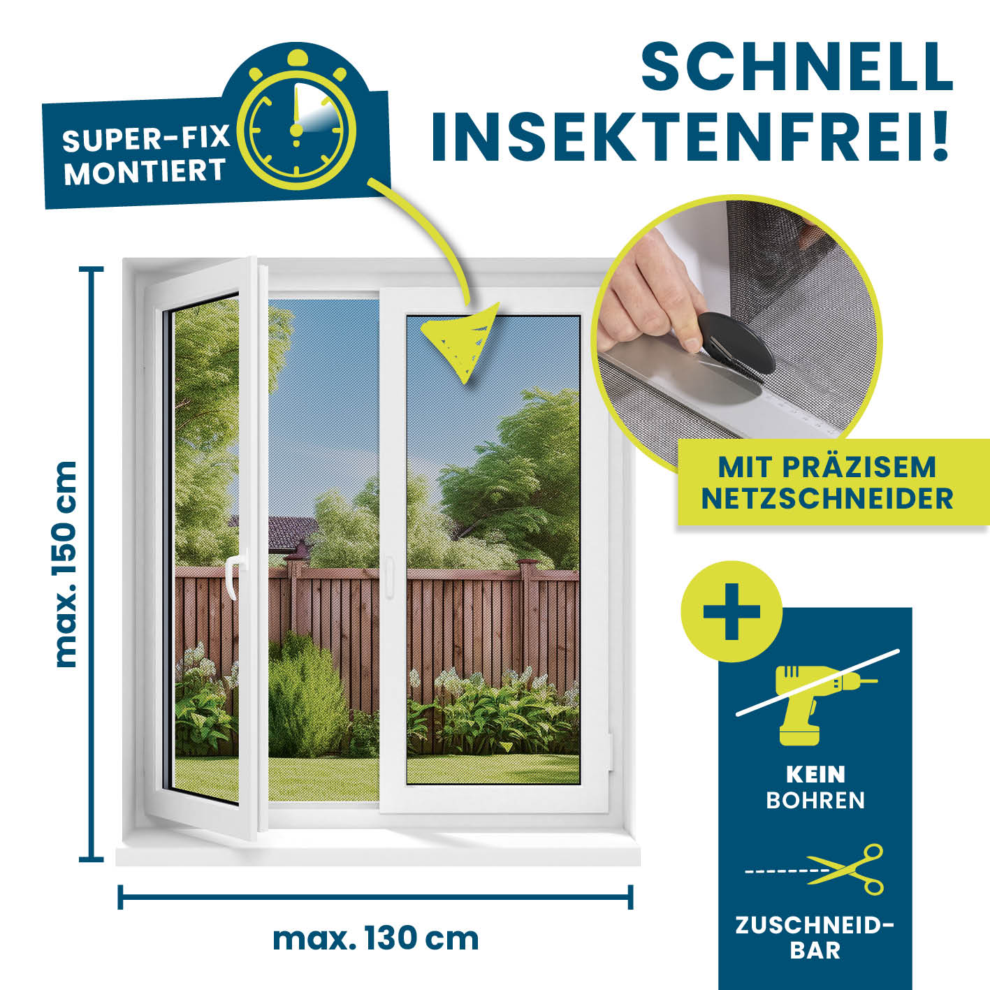 Insektenschutzgitter mit Magnetbefestigung – Fenster –  2er-Set